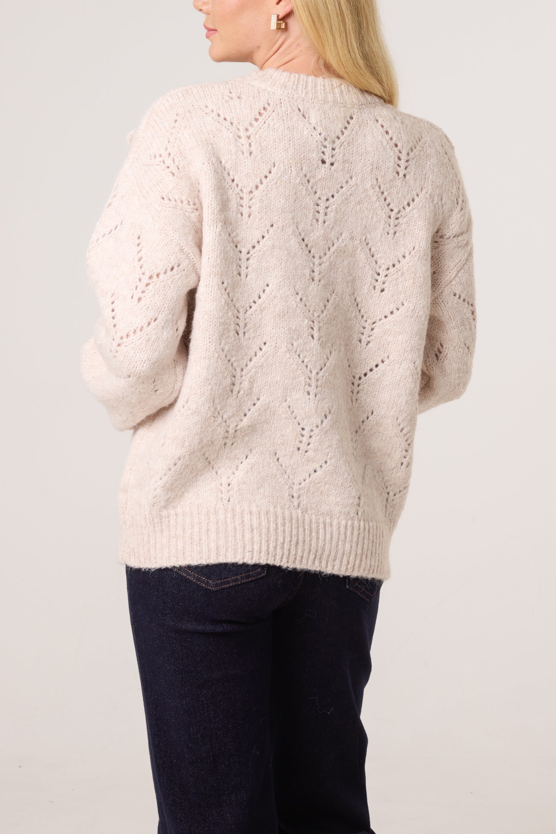 Bow Accent Textured Knit Jumper