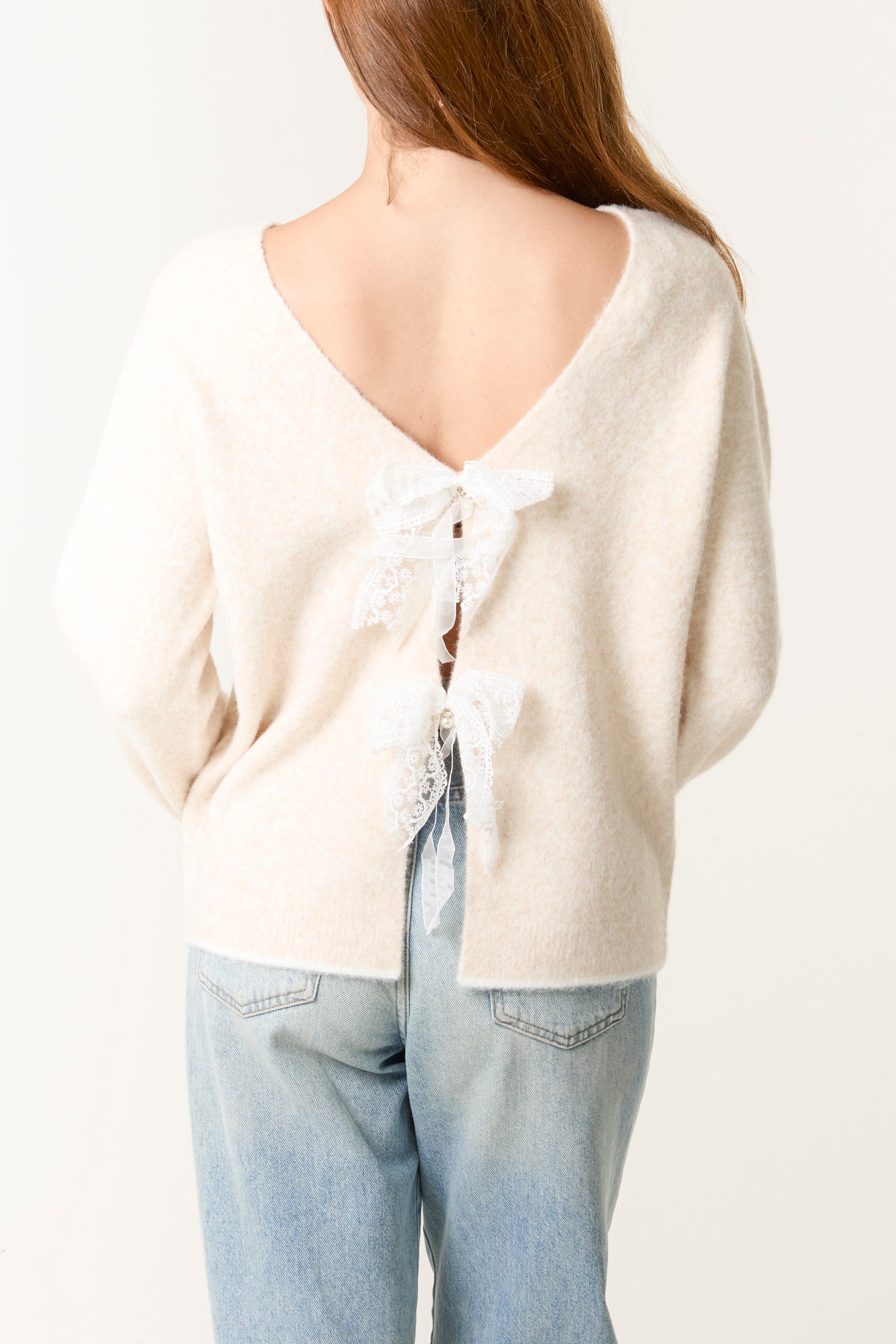 Lace Bow Back Knit Jumper