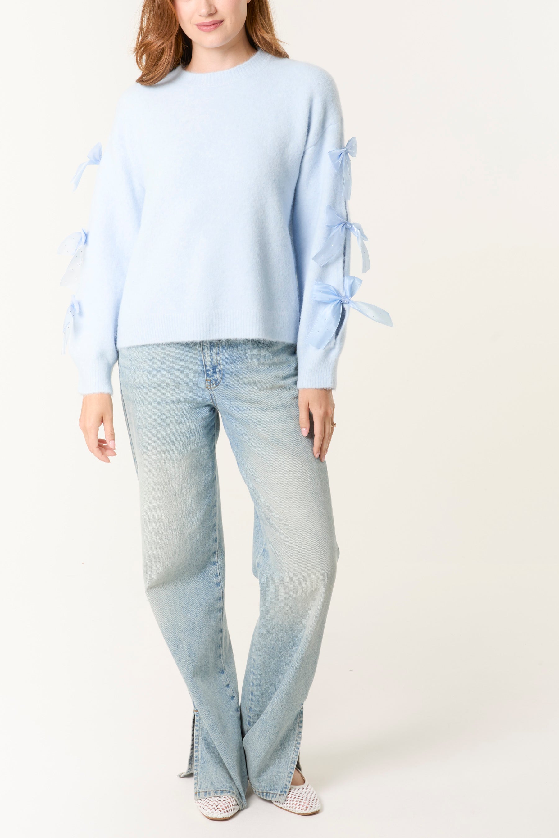 Bow Sleeve Soft Knit Jumper