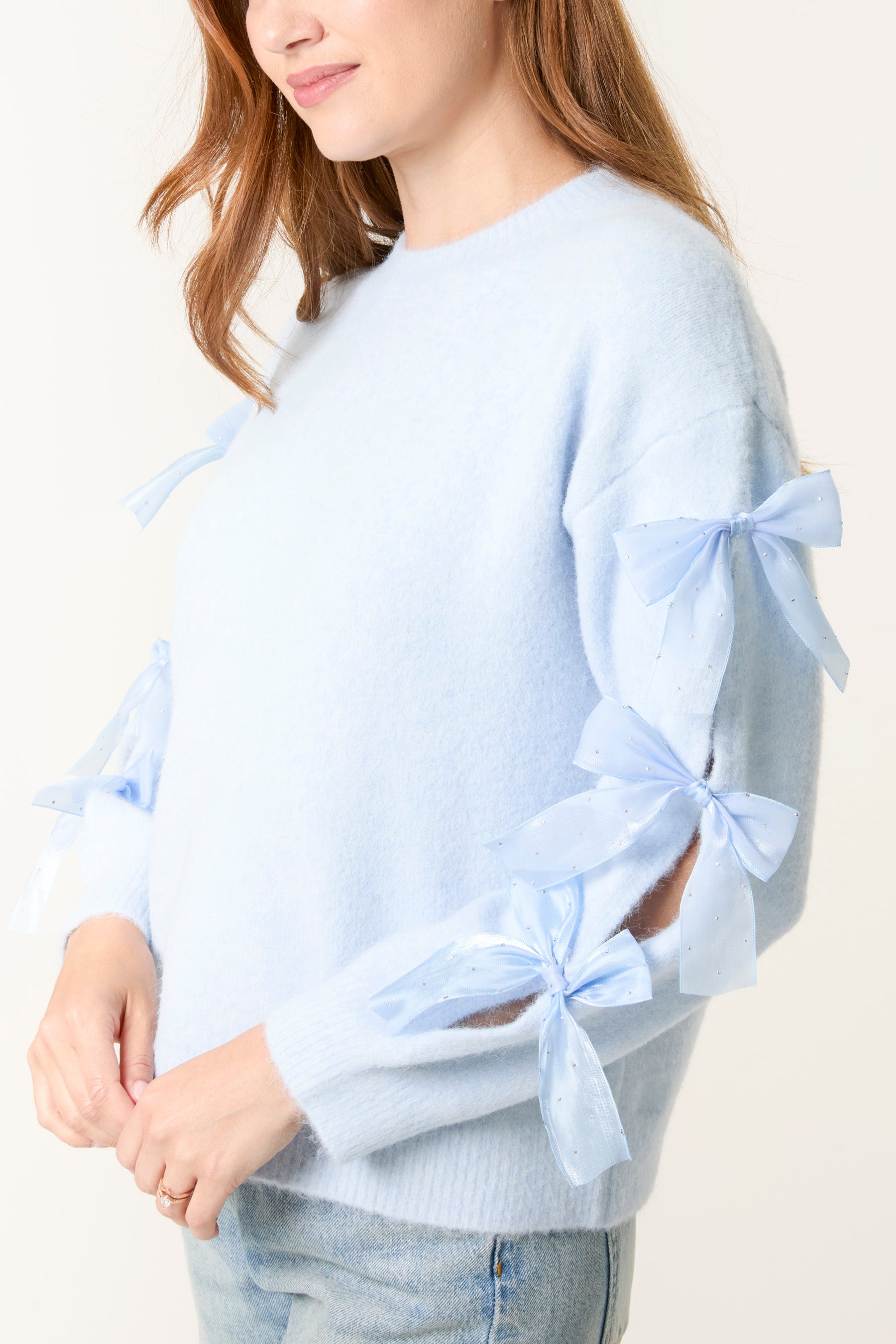Bow Sleeve Soft Knit Jumper
