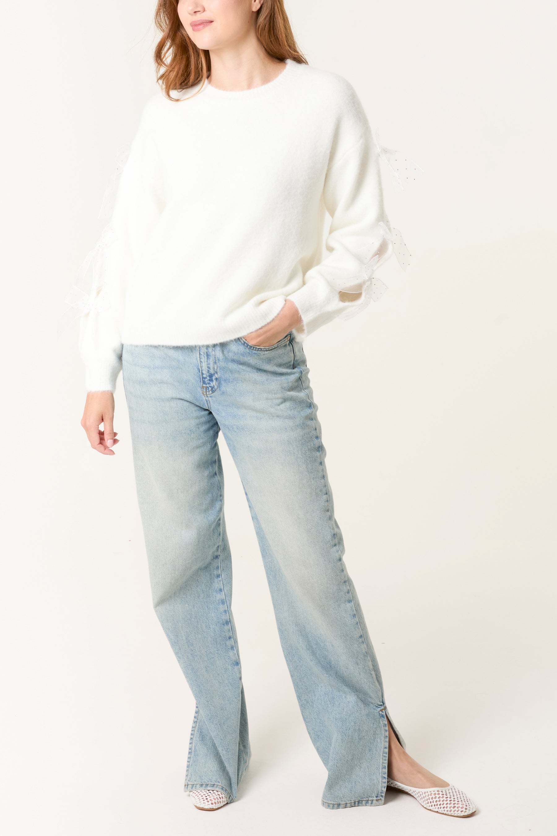 Bow Sleeve Soft Knit Jumper