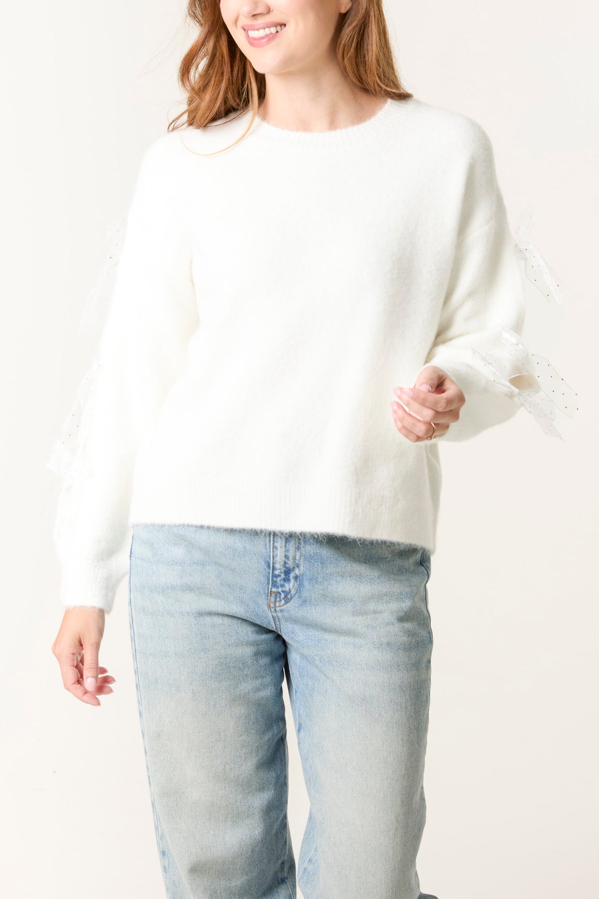 Bow Sleeve Soft Knit Jumper
