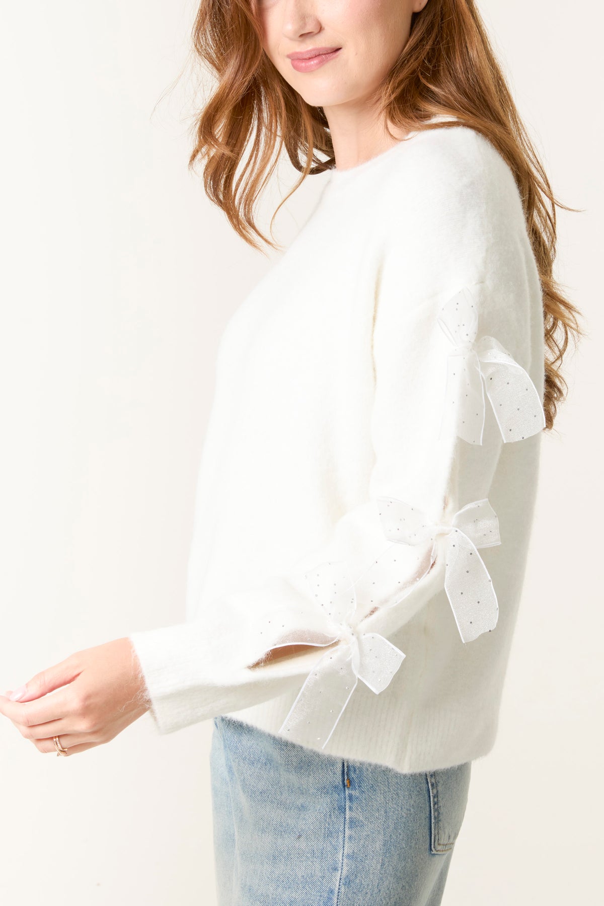 Bow Sleeve Soft Knit Jumper