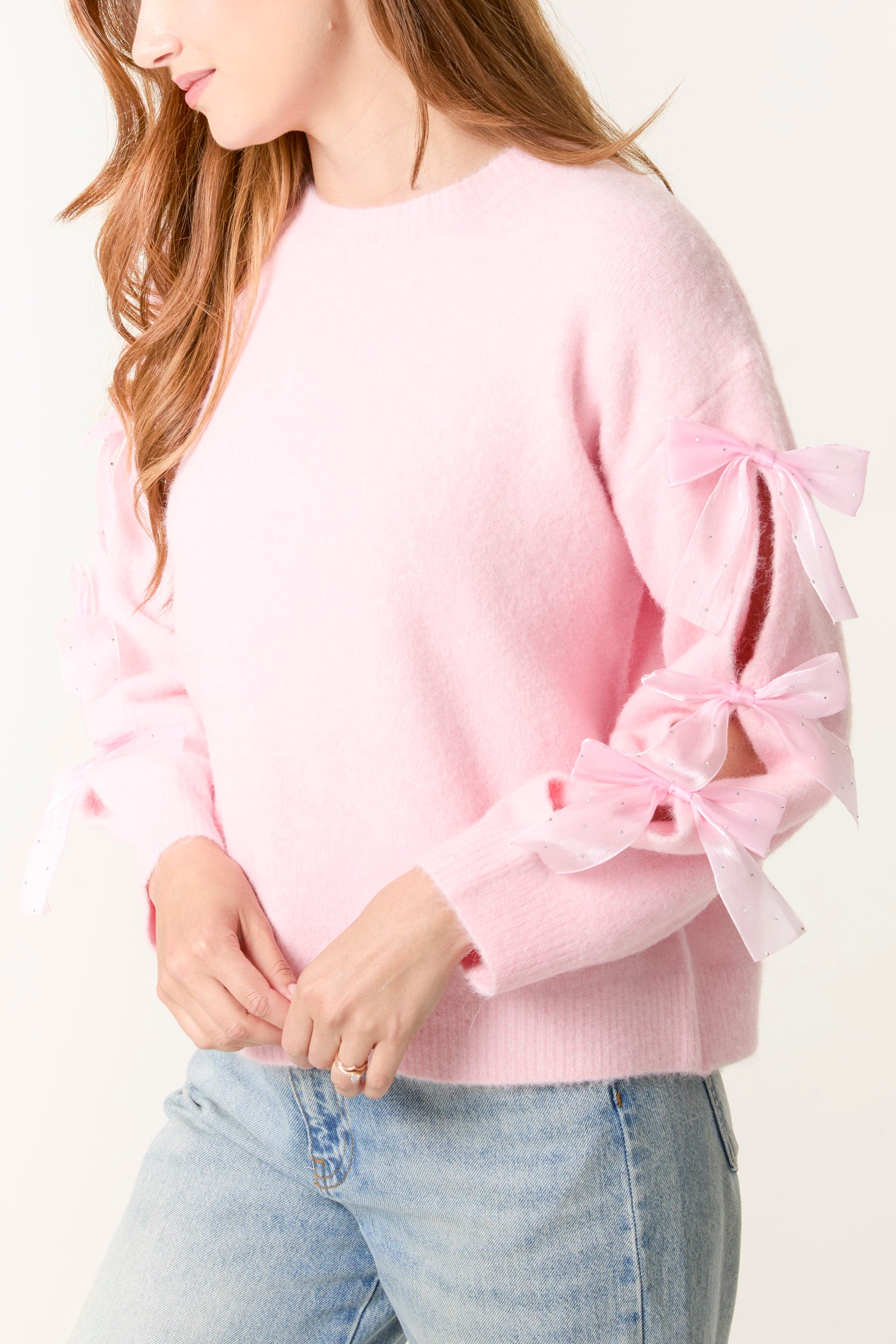 Bow Sleeve Soft Knit Jumper