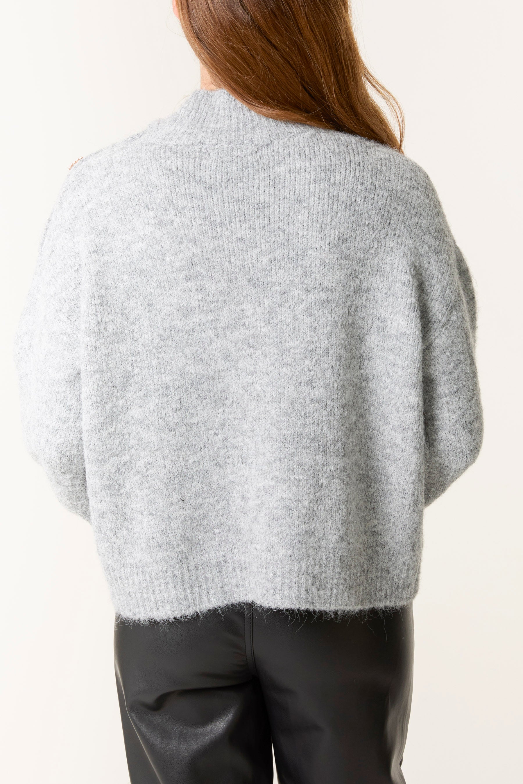 Jewel Shoulder High Neck Knit Jumper