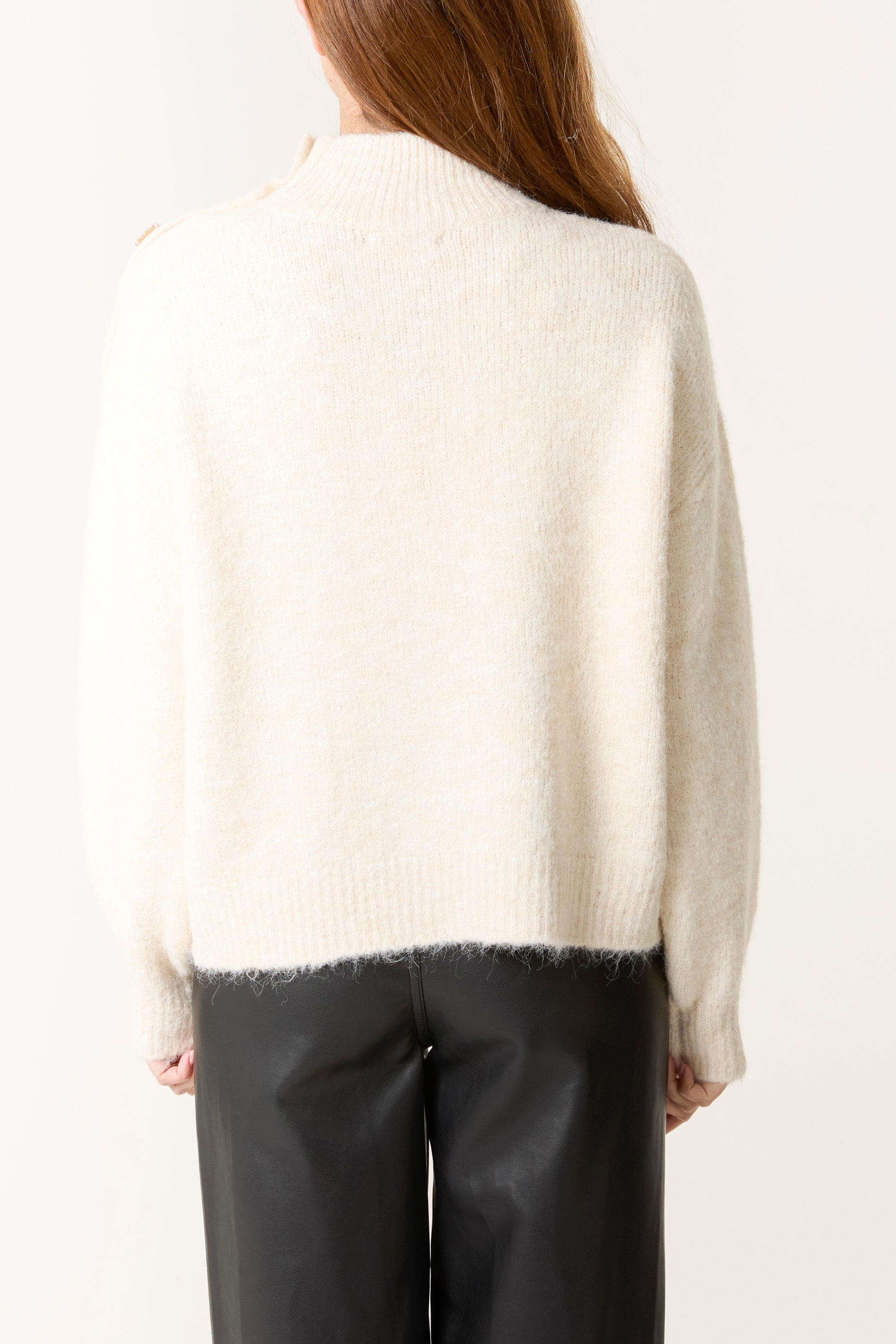 Jewel Shoulder High Neck Knit Jumper