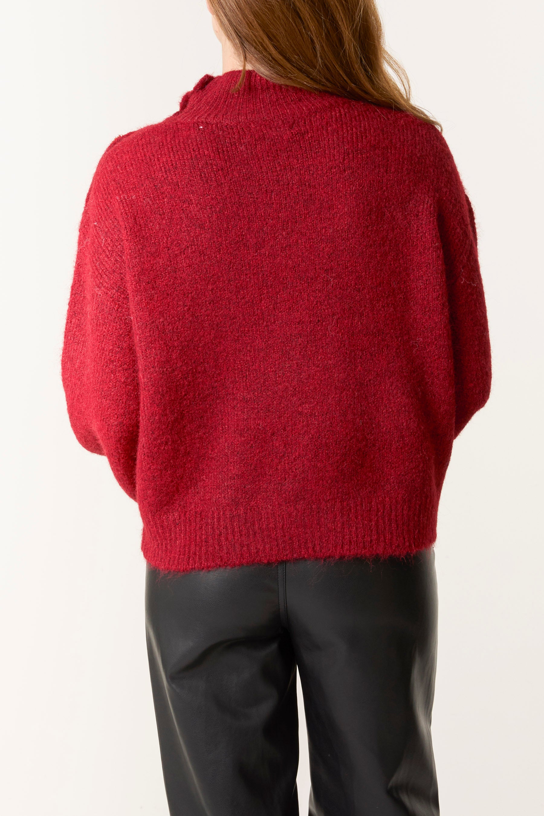 Jewel Shoulder High Neck Knit Jumper