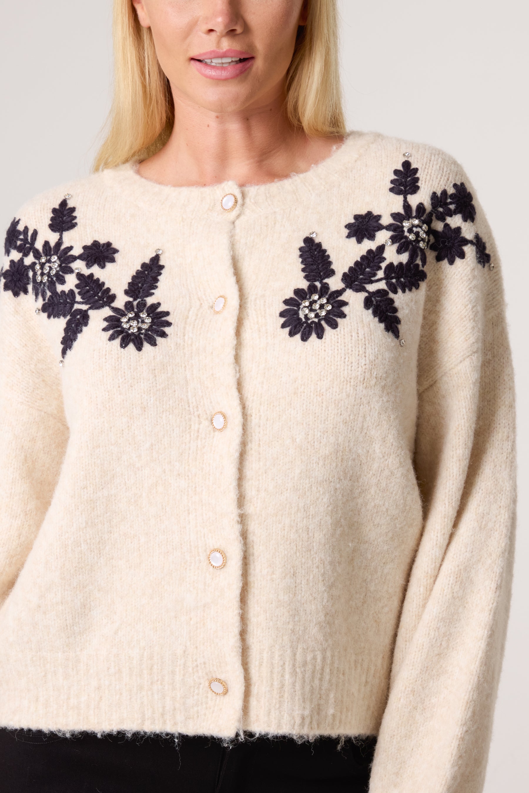 Embroidered & Embellished Flower Cardigan