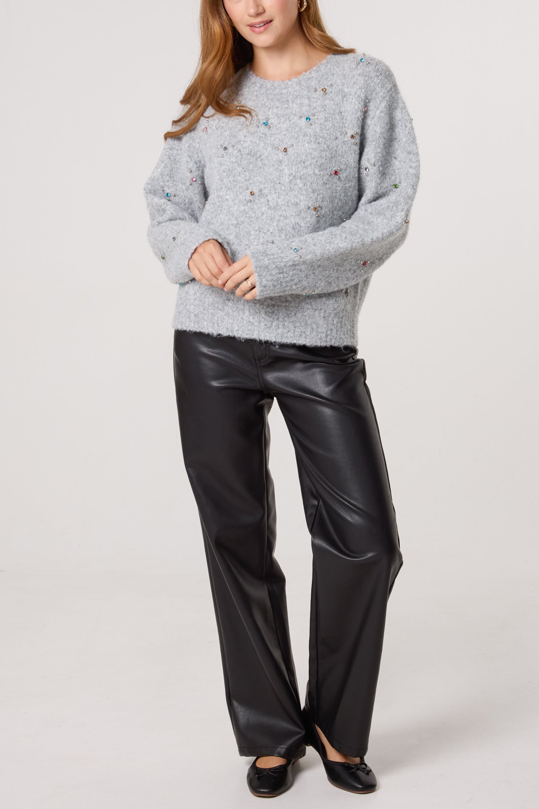 Colourful Diamante Embellished Knit Jumper