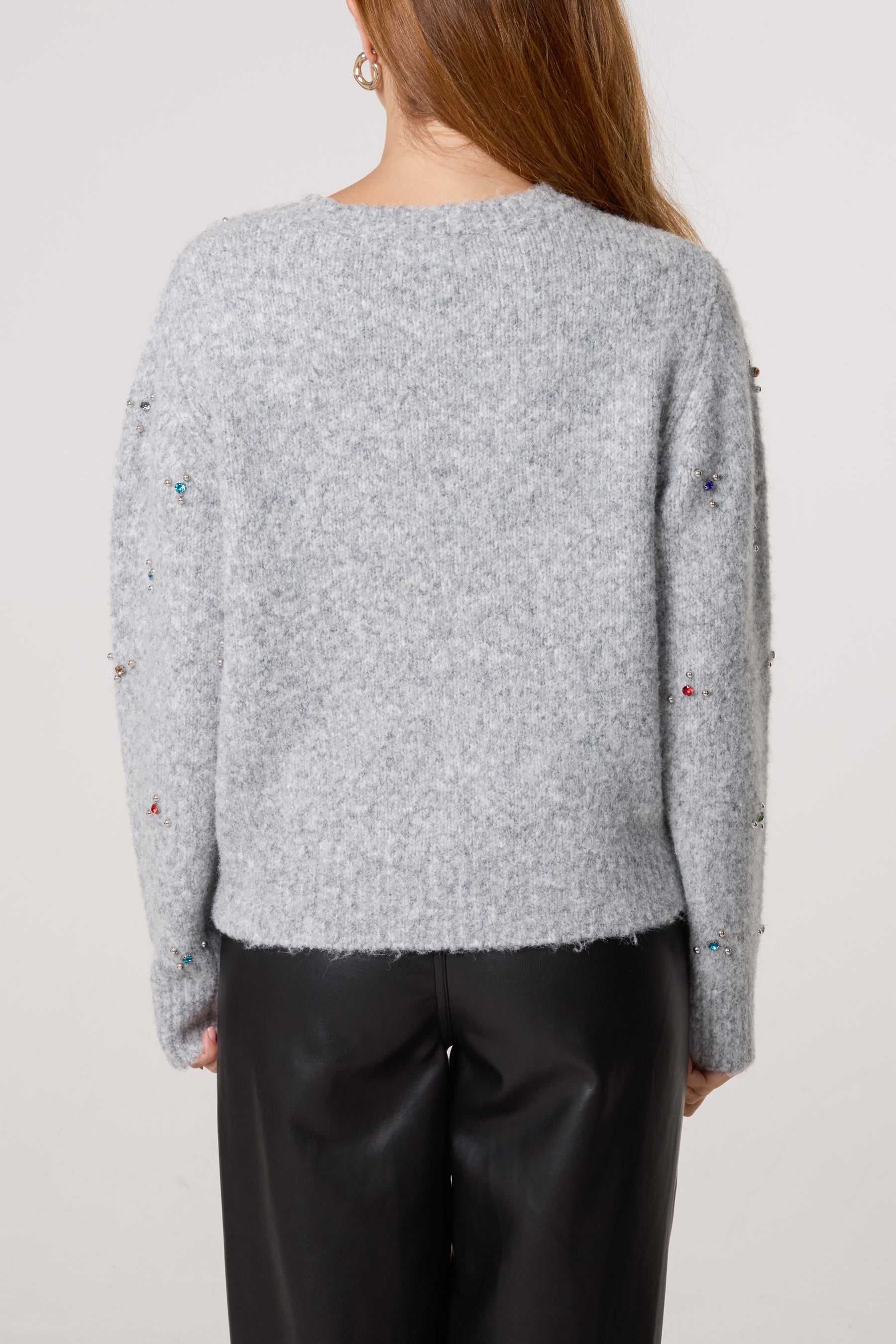 Colourful Diamante Embellished Knit Jumper