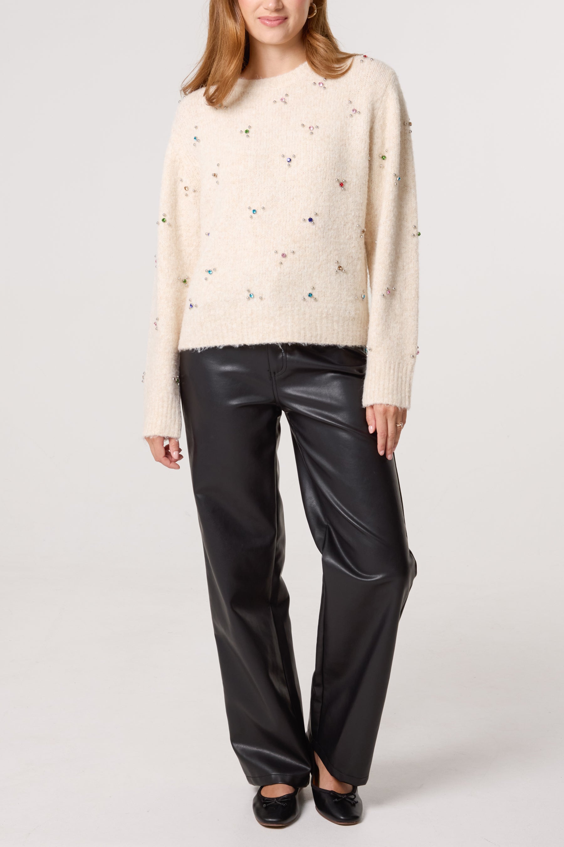 Colourful Diamante Embellished Knit Jumper