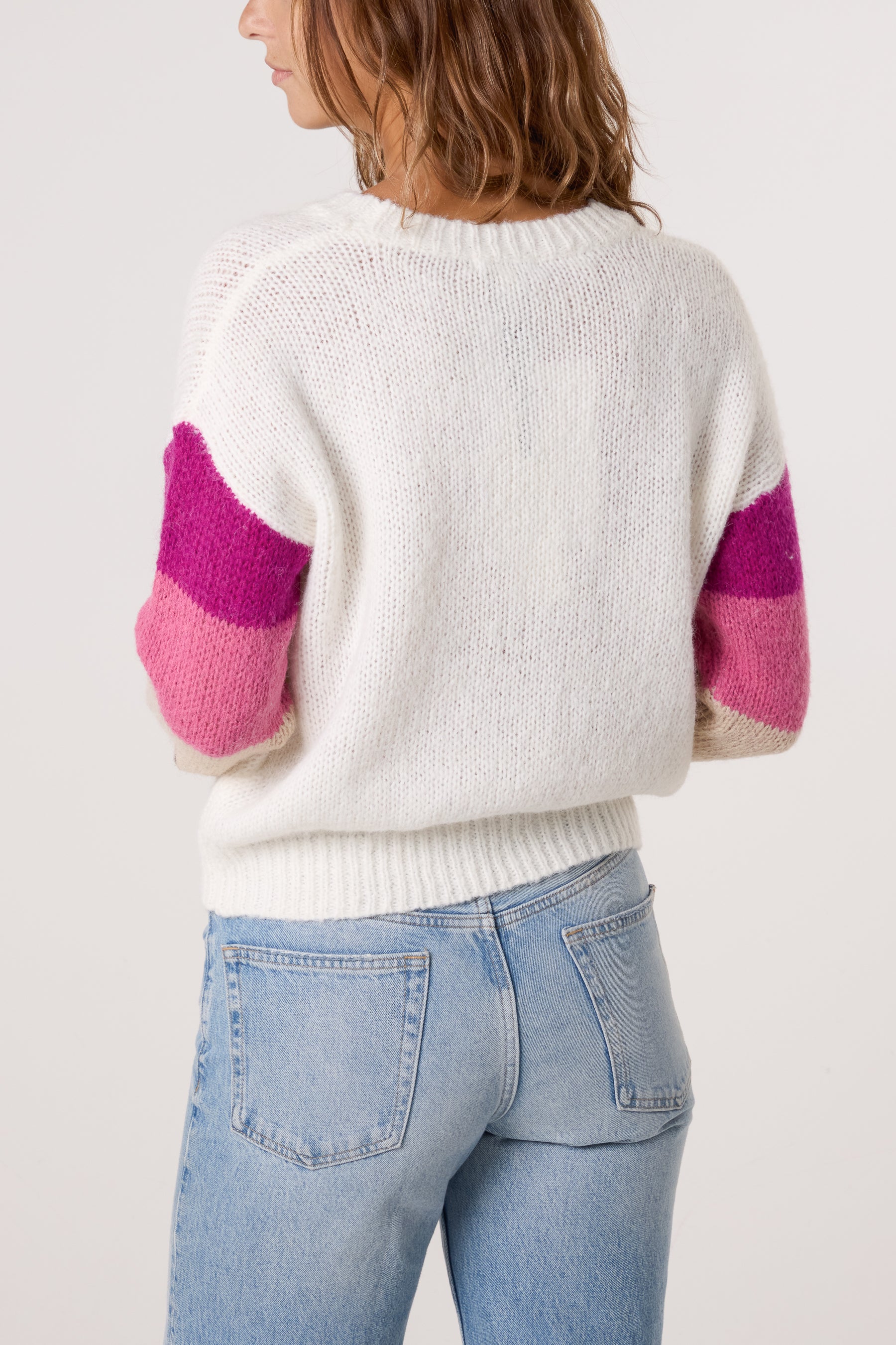 Colourful Floral Embroidery Striped Jumper