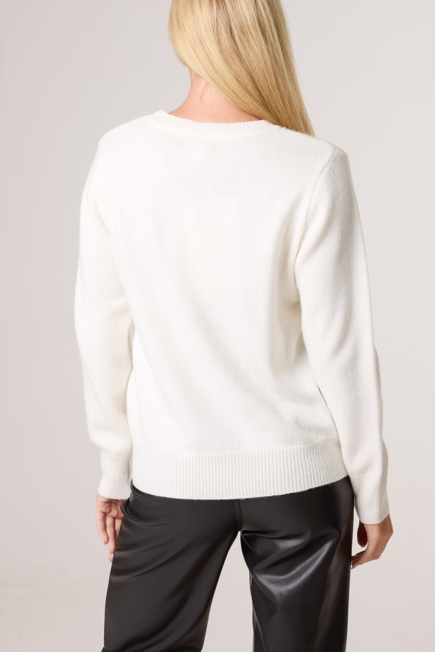 Diamante Flowers Crew Neck Knit Jumper