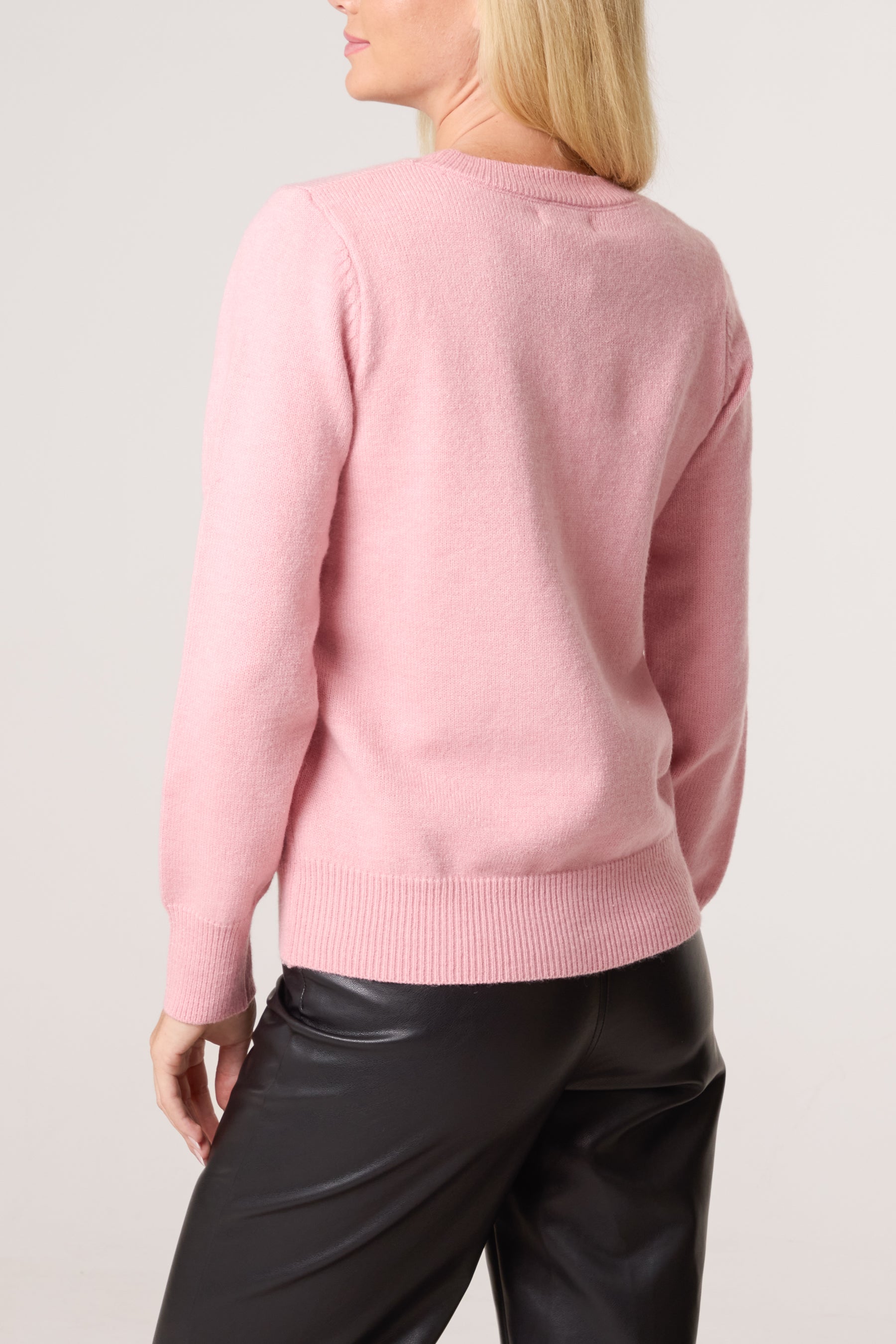 Diamante Flowers Crew Neck Knit Jumper