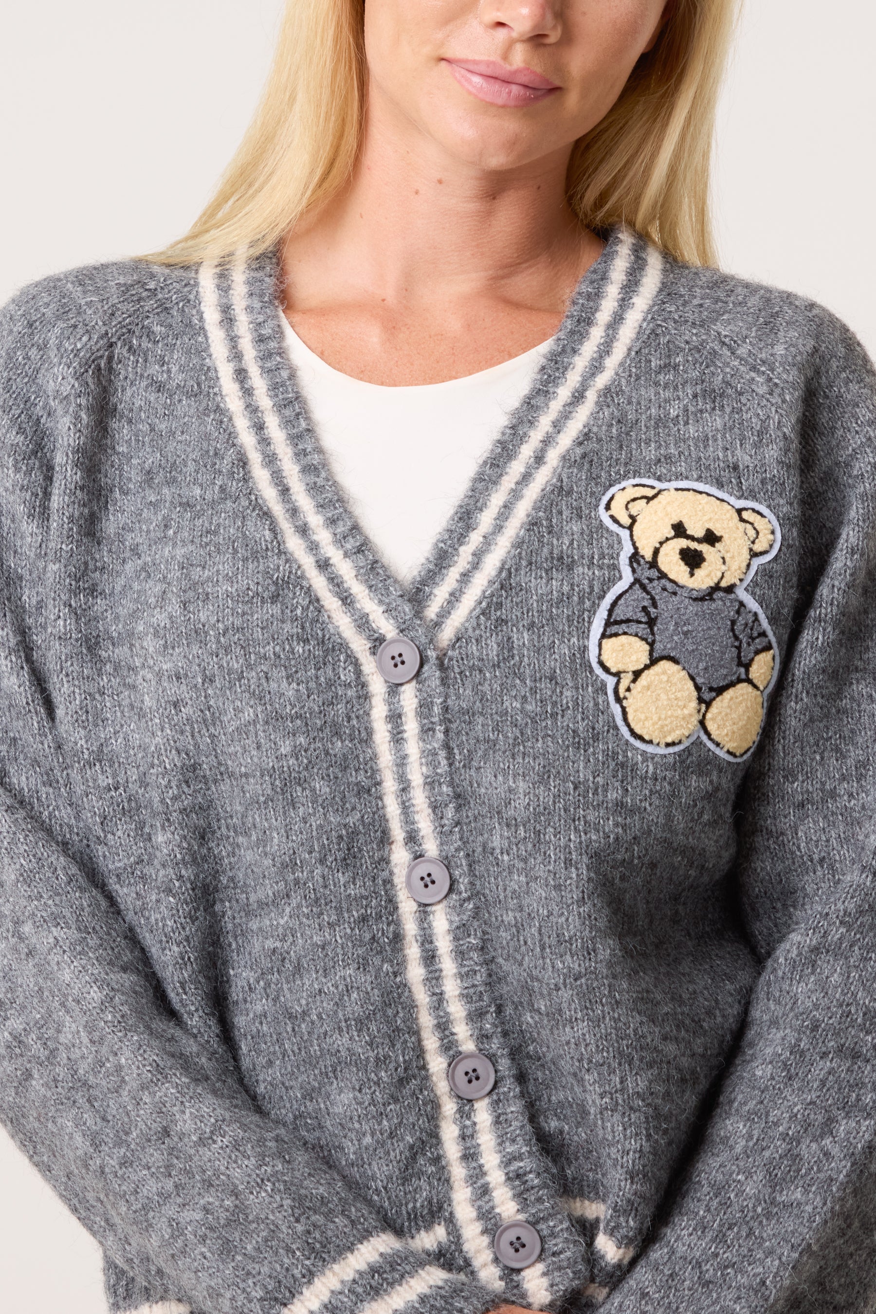 Varsity Bear Knit Cardigan