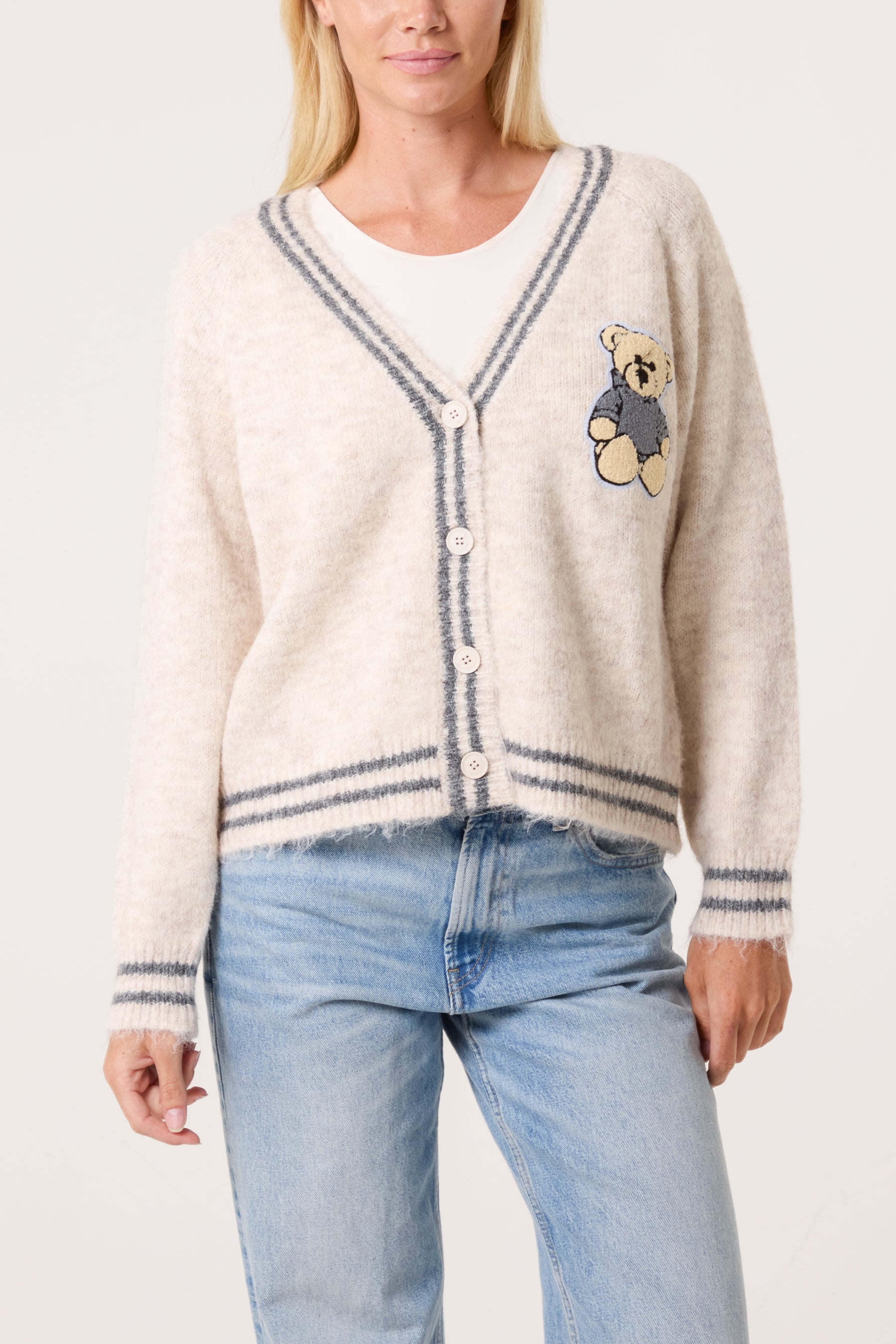 Varsity Bear Knit Cardigan
