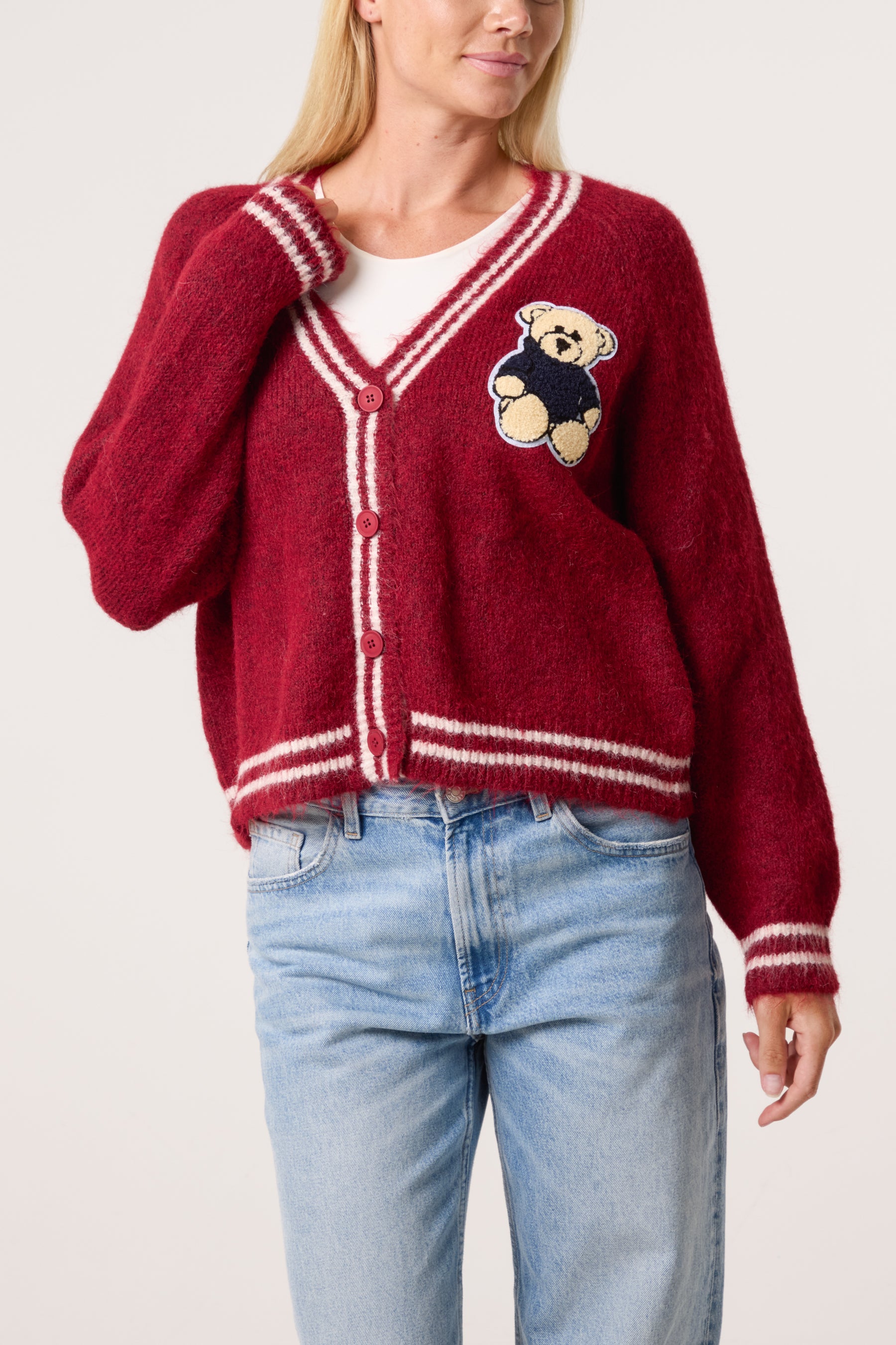 Varsity Bear Knit Cardigan