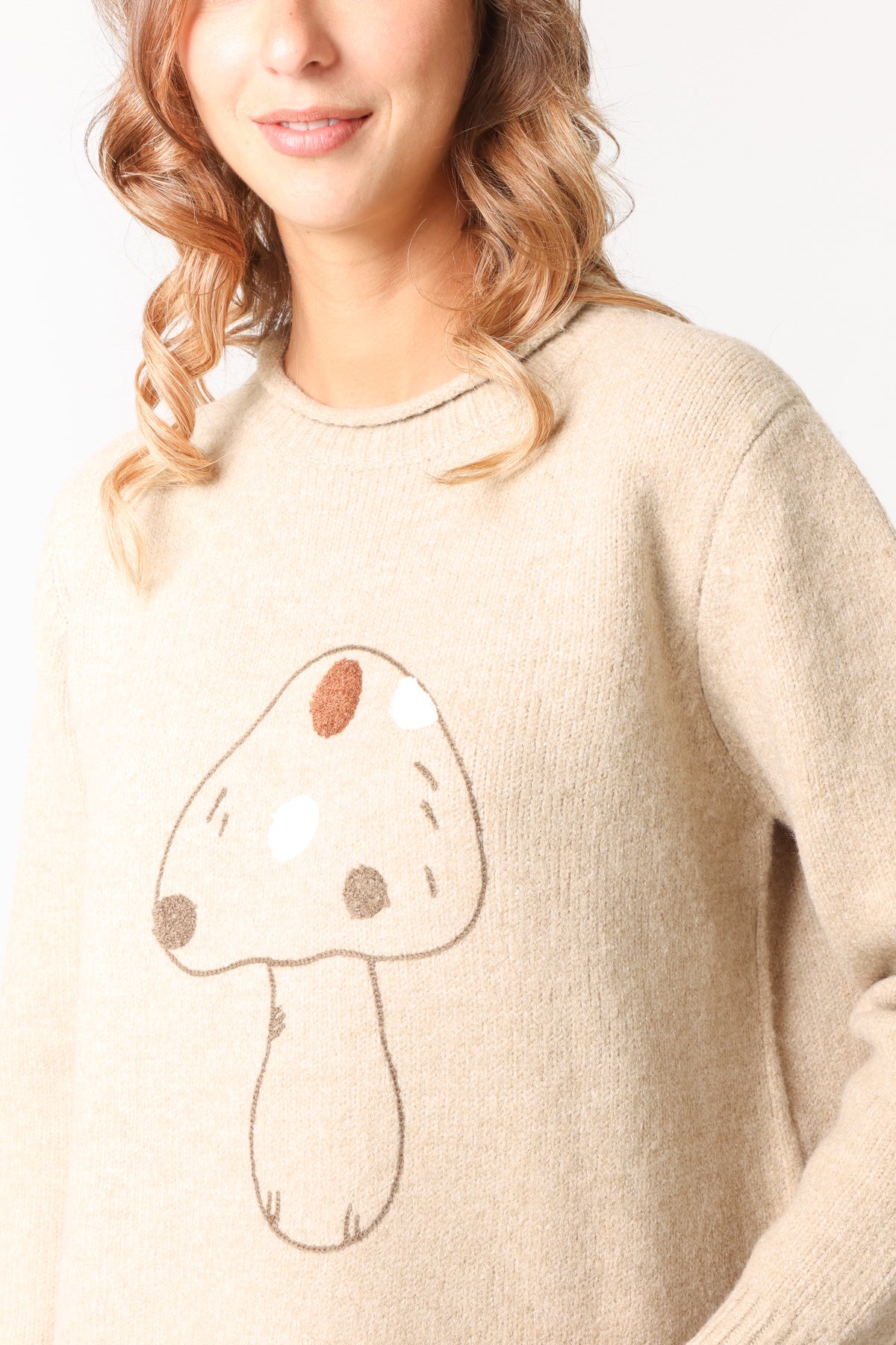Embroidery & Flocking Mushroom Knit Jumper