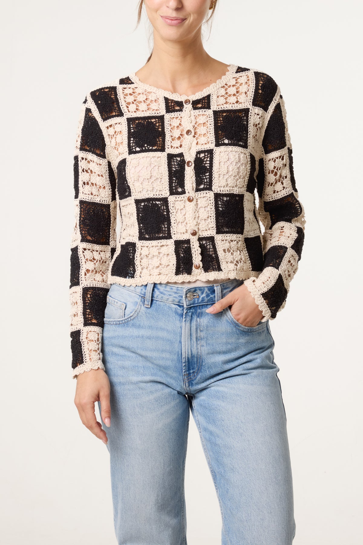 Patchwork Floral Crochet Cardigan