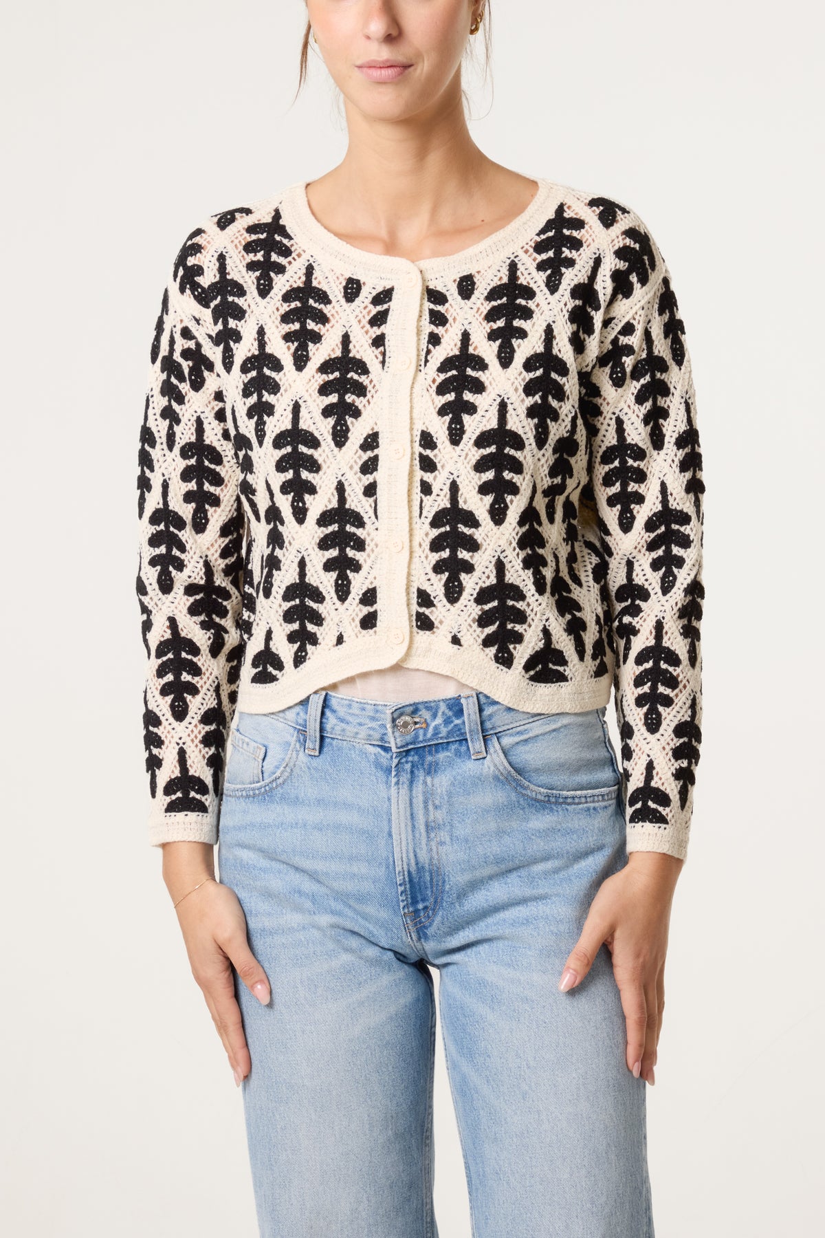 Crochet Leaf Pattern Cardigan