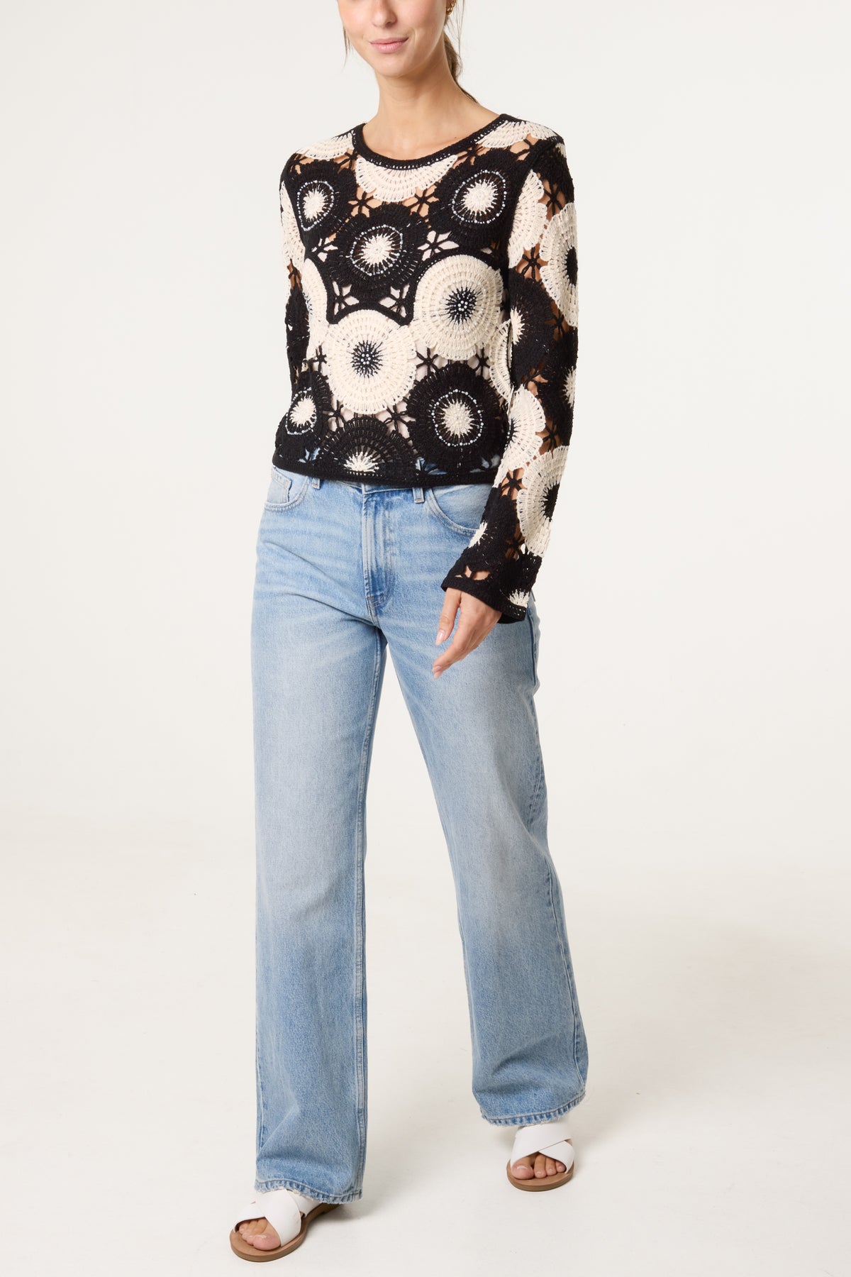 Beaded Circular Floral Crochet Top