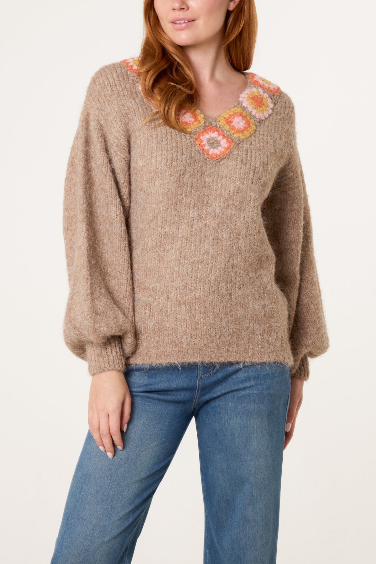 Flower V-Neck Knit Jumper