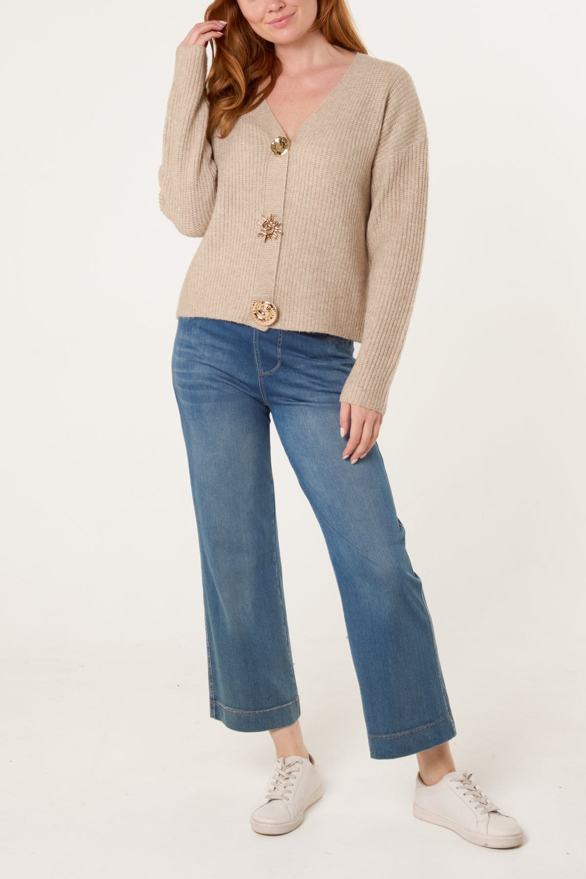 Gold Motif Button Cardigan