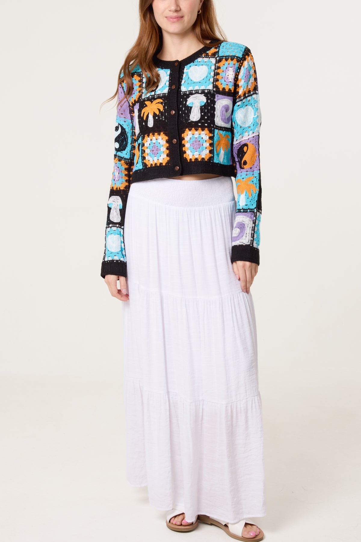 Retro Patchwork Crochet Cardigan