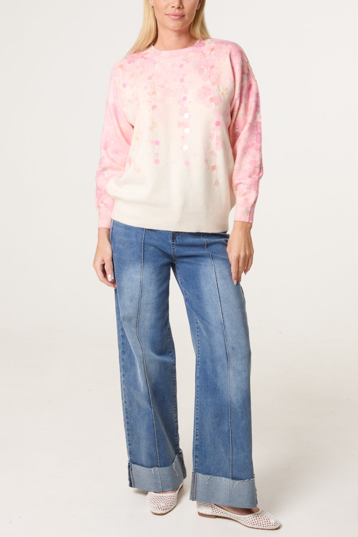 Blossom Embellished Crew Knit Jumper