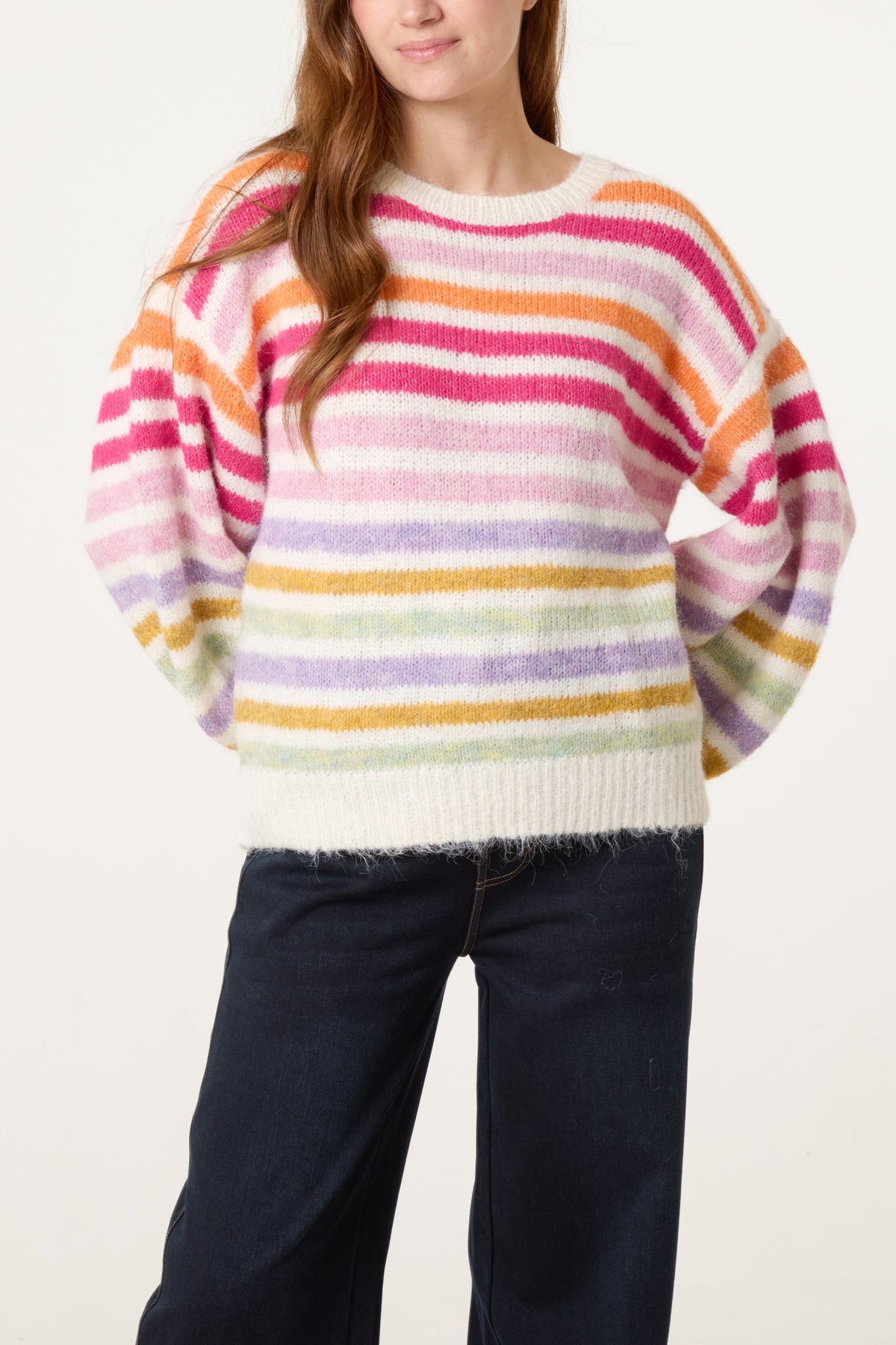 Crew Neck Striped Knit Jumper