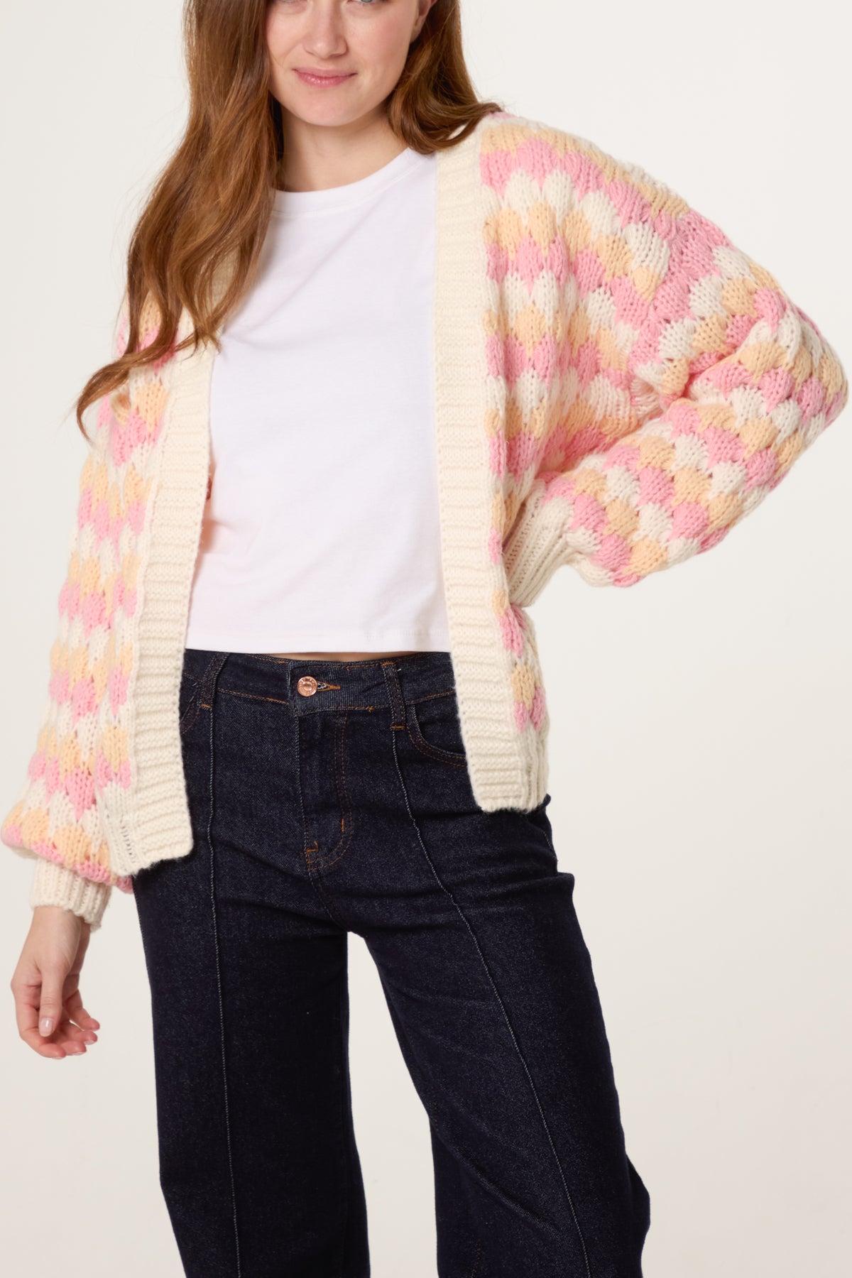 Multicoloured Striped Chunky Knit Cardigan