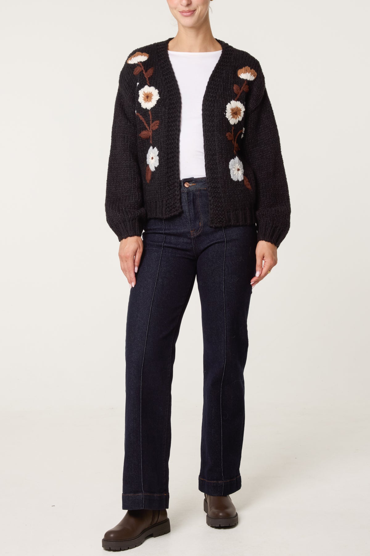 Embroidered Flower Knit Cardigan