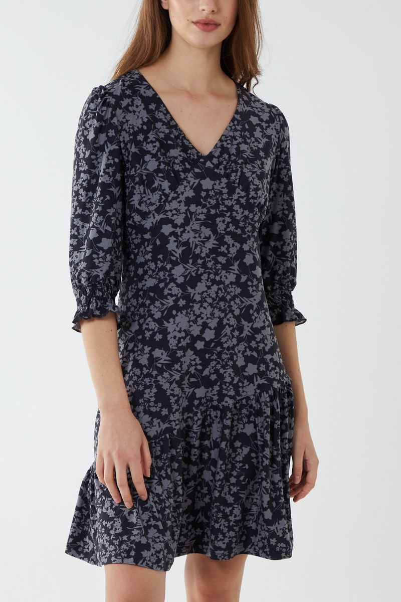 Floral V Front Tea Soft Touch Dress