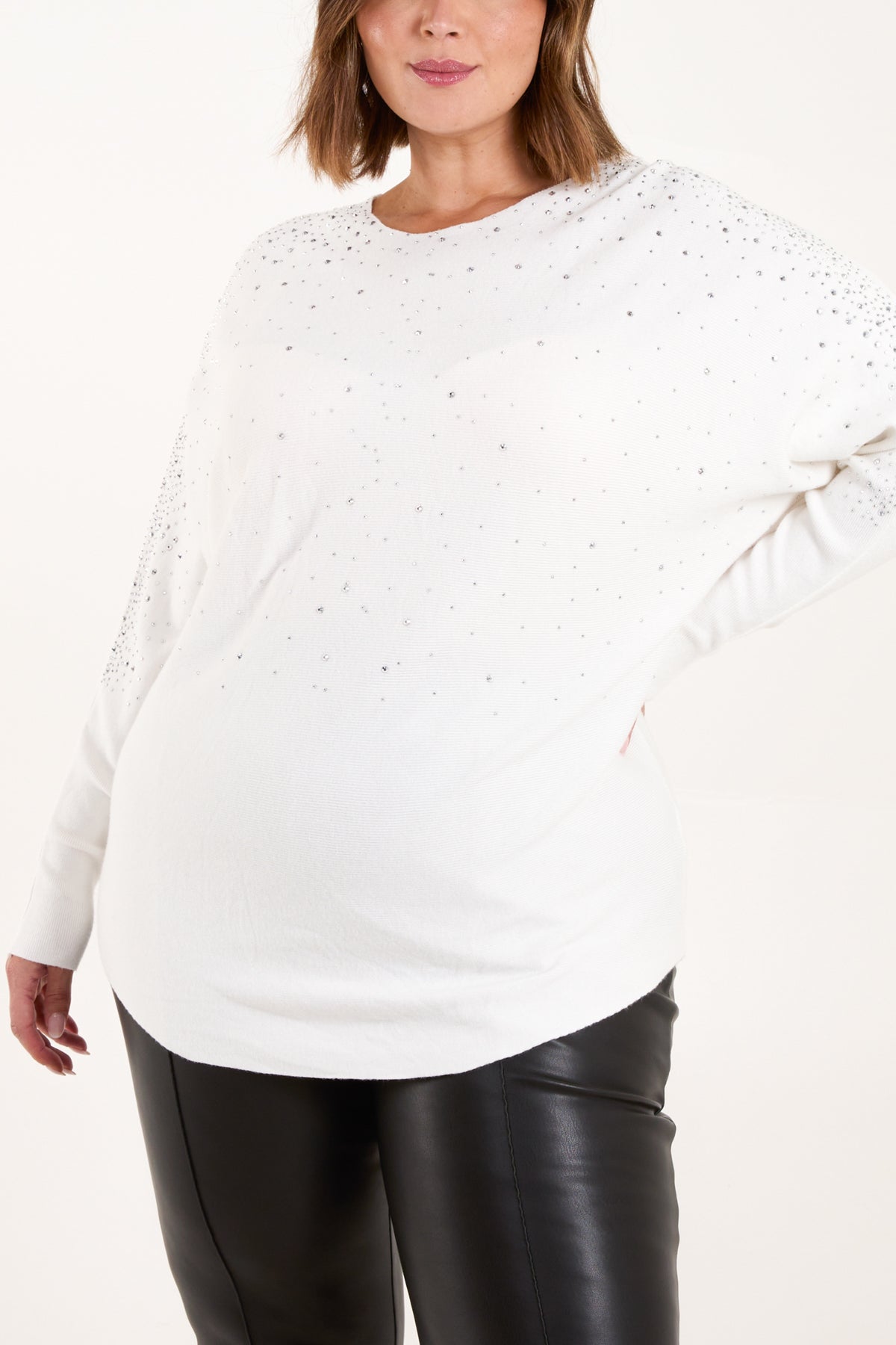 Stud & Diamante Embellished Knit Jumper