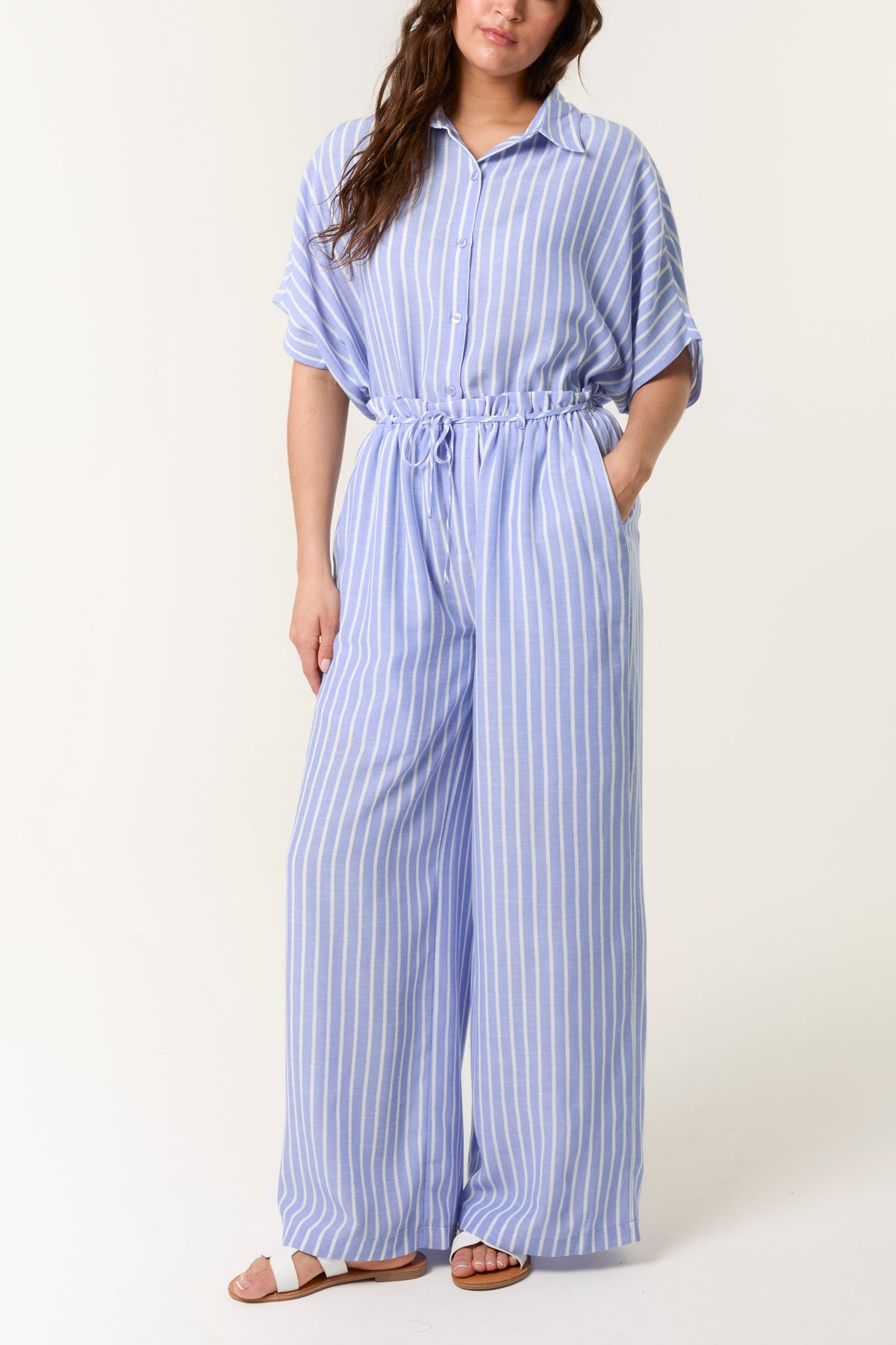 Paperbag Waist Pinstriped Trouser
