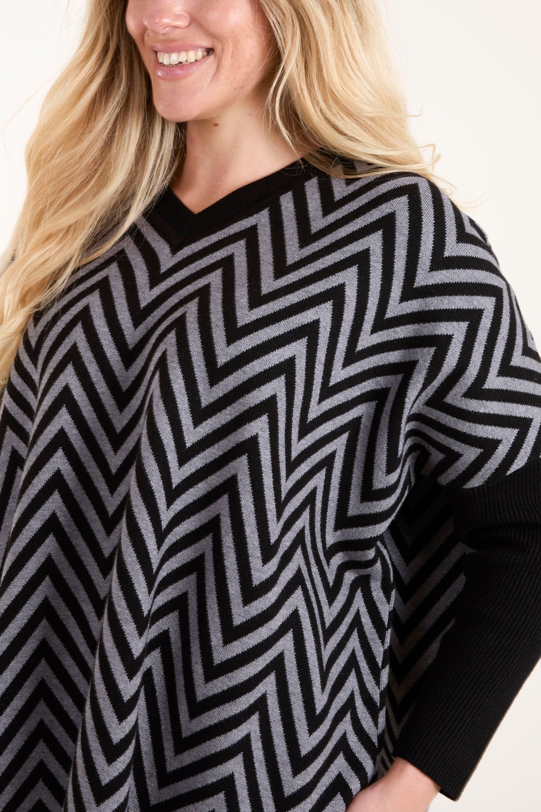 Zig Zag V-Neck Jumper
