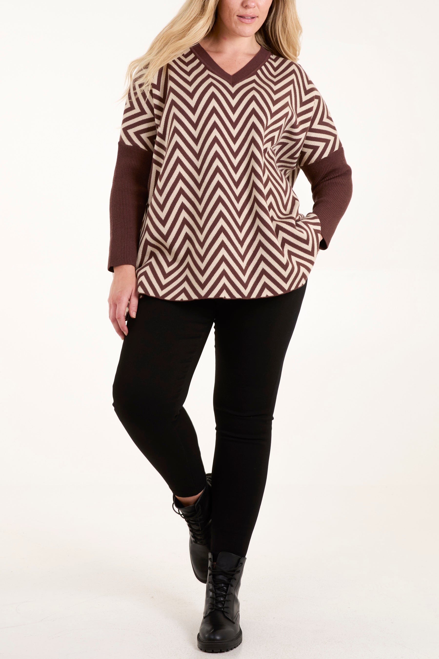Zig Zag V-Neck Jumper