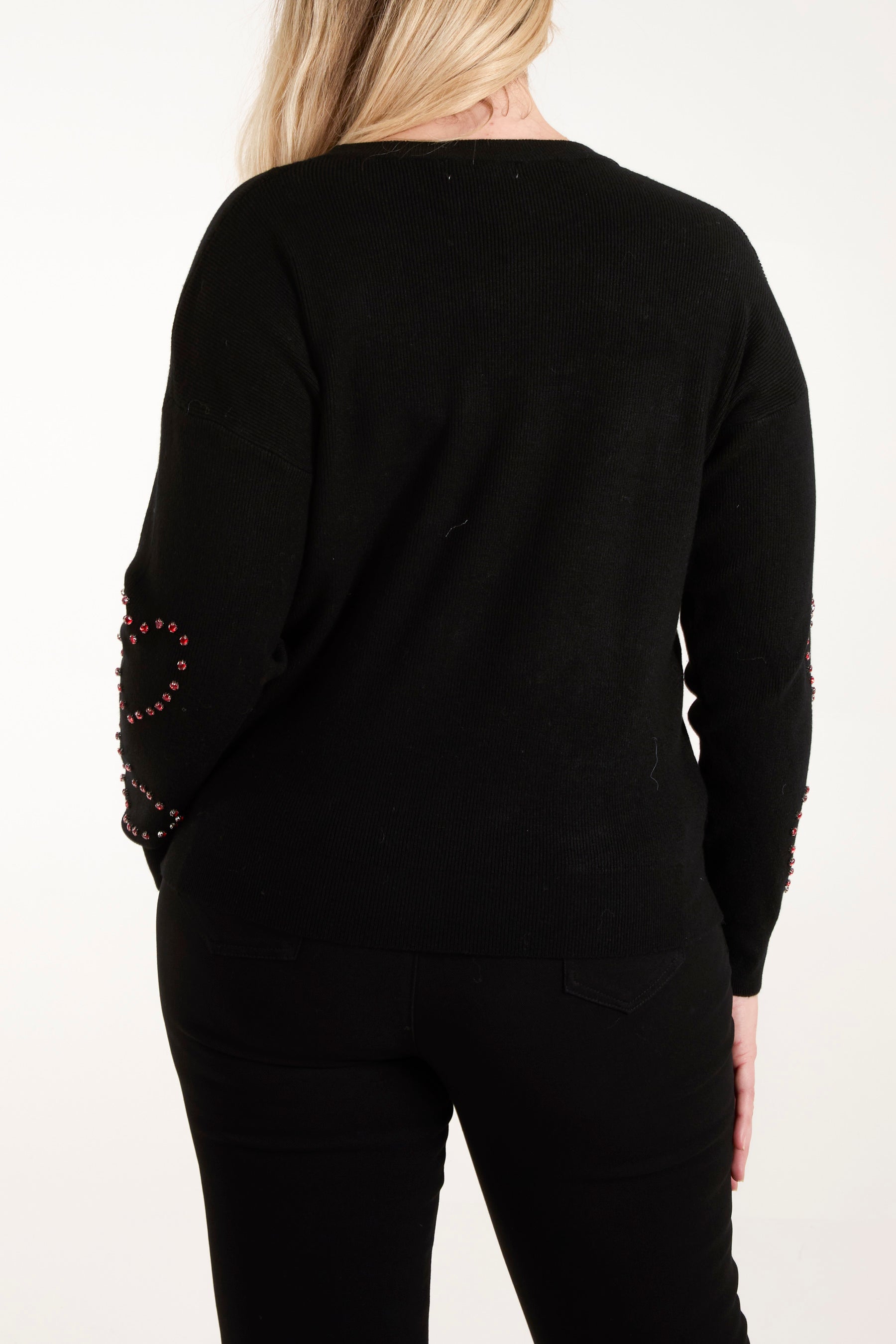 Rhinestone Heart Long Sleeve Jumper