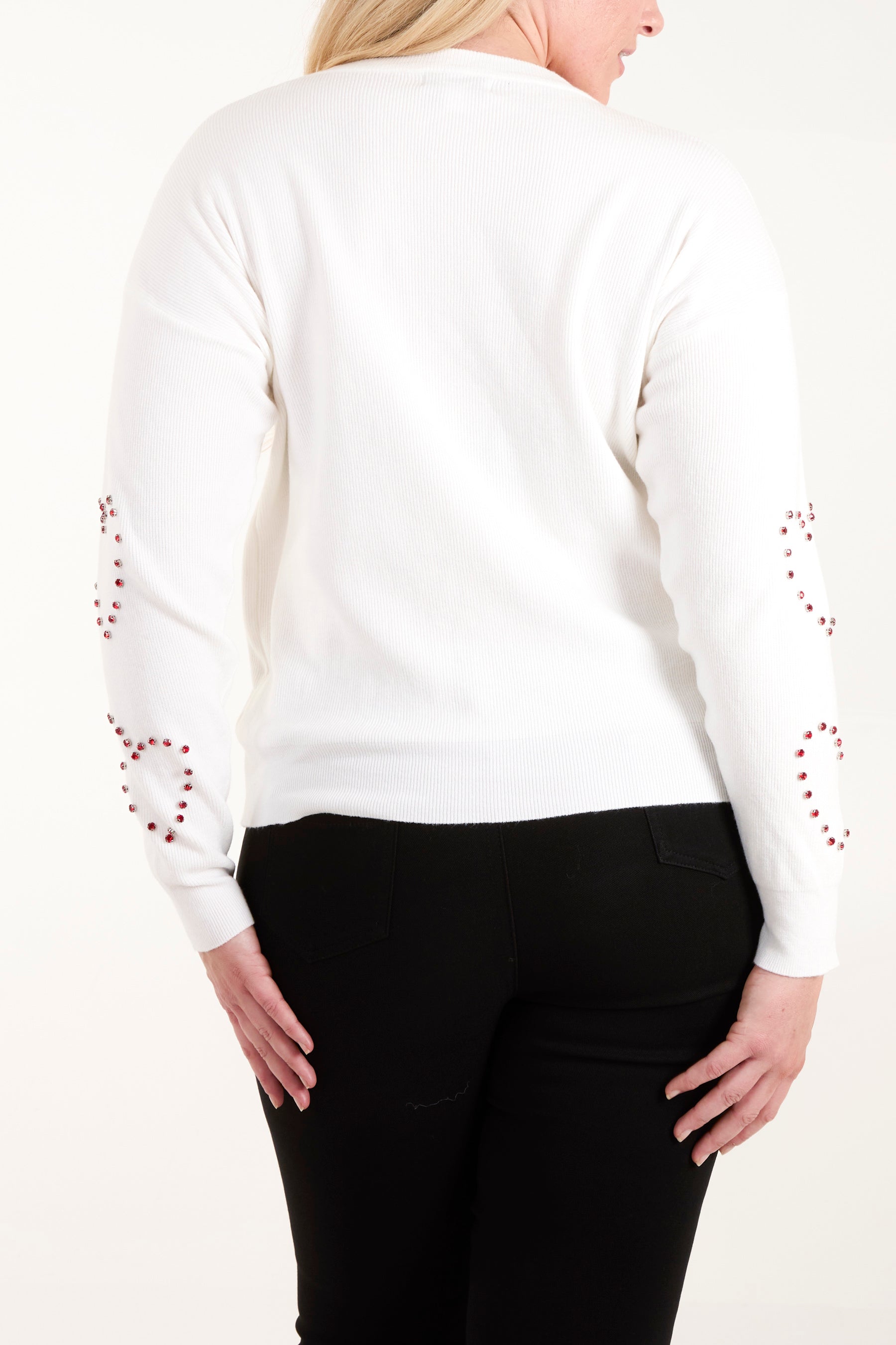 Rhinestone Heart Long Sleeve Jumper