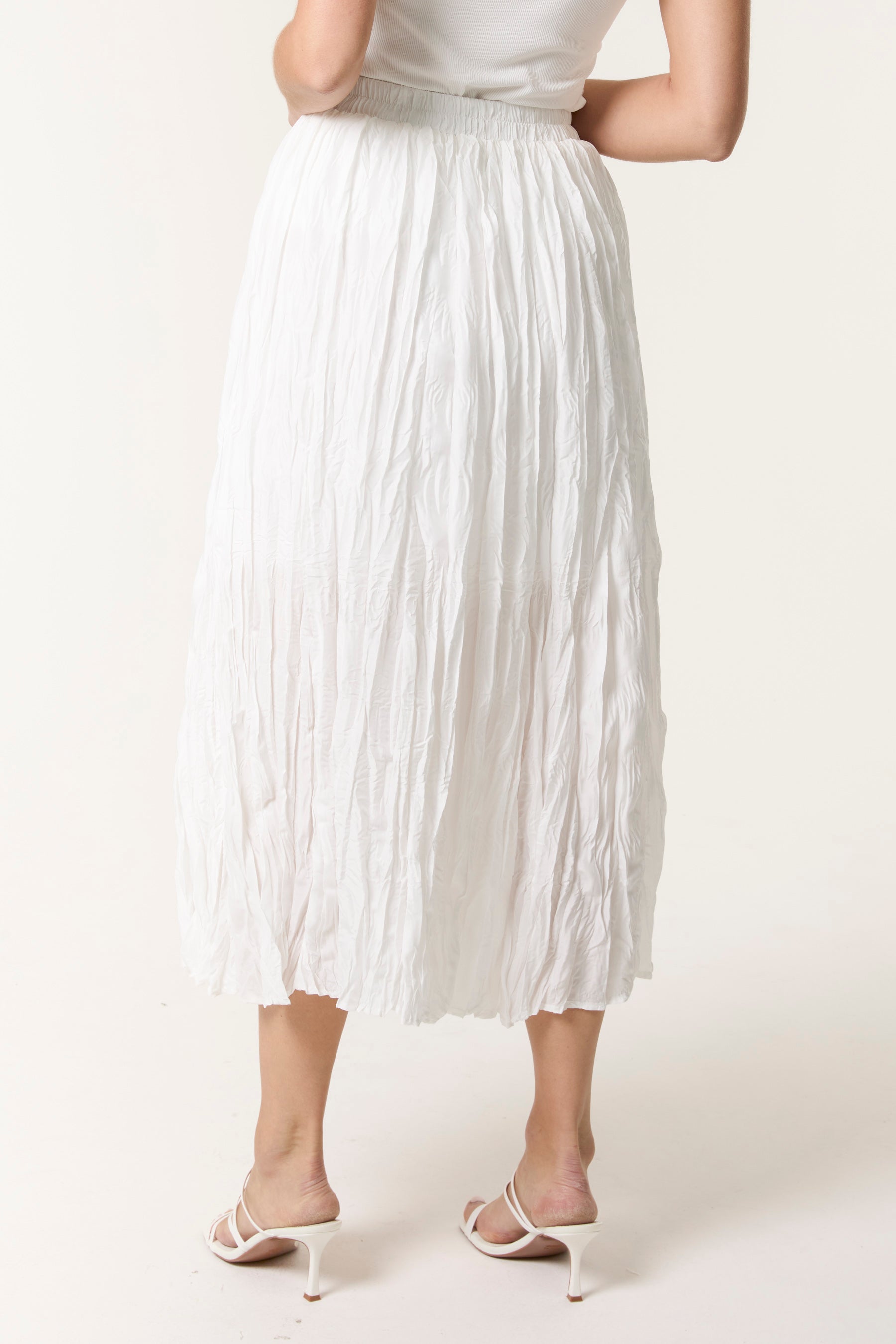 Crinkled Texture Midi Skirt