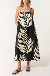 Leaf Print Strappy Dress