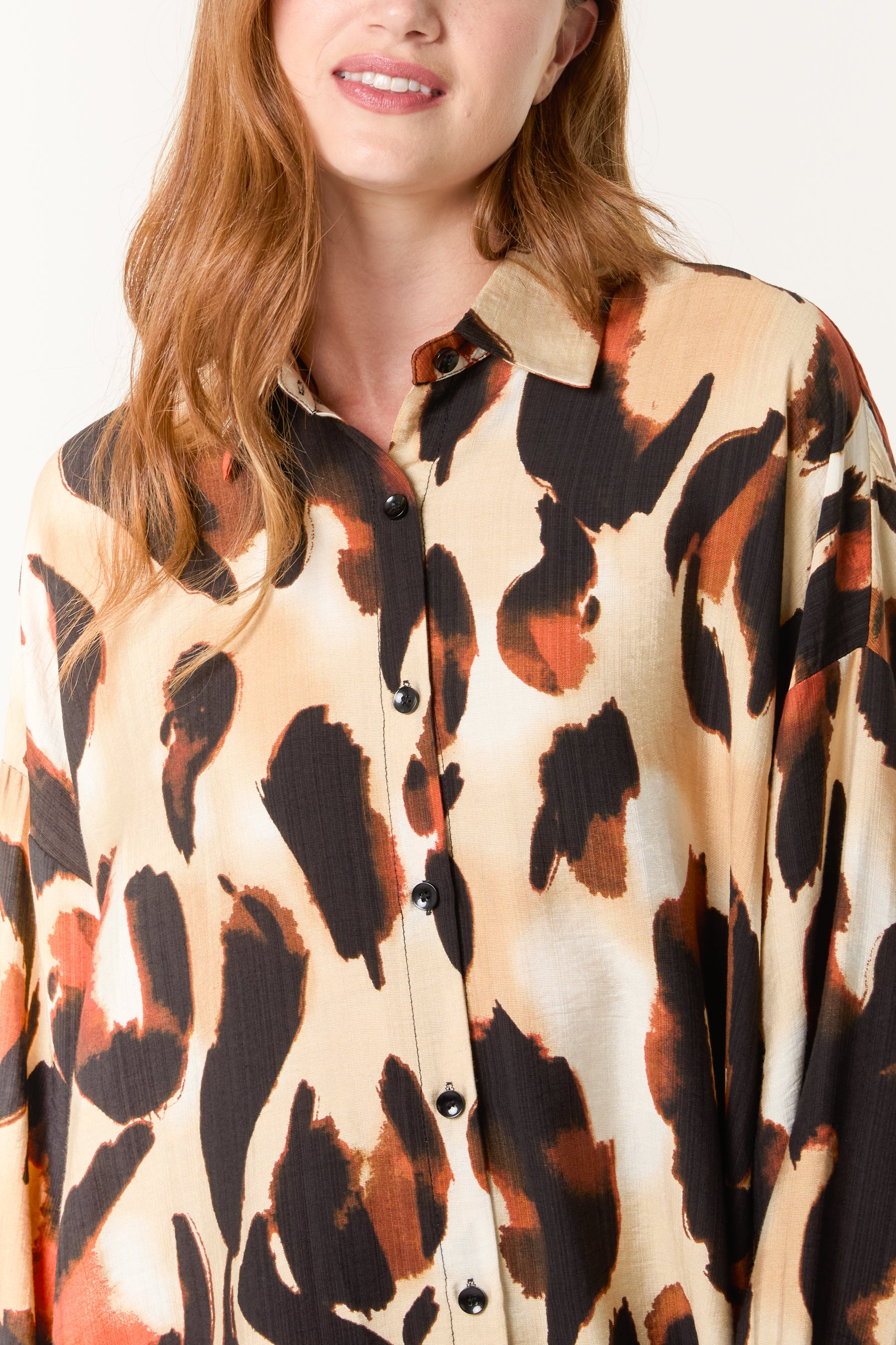 Relaxed Leopard Print Long Sleeve Shirt