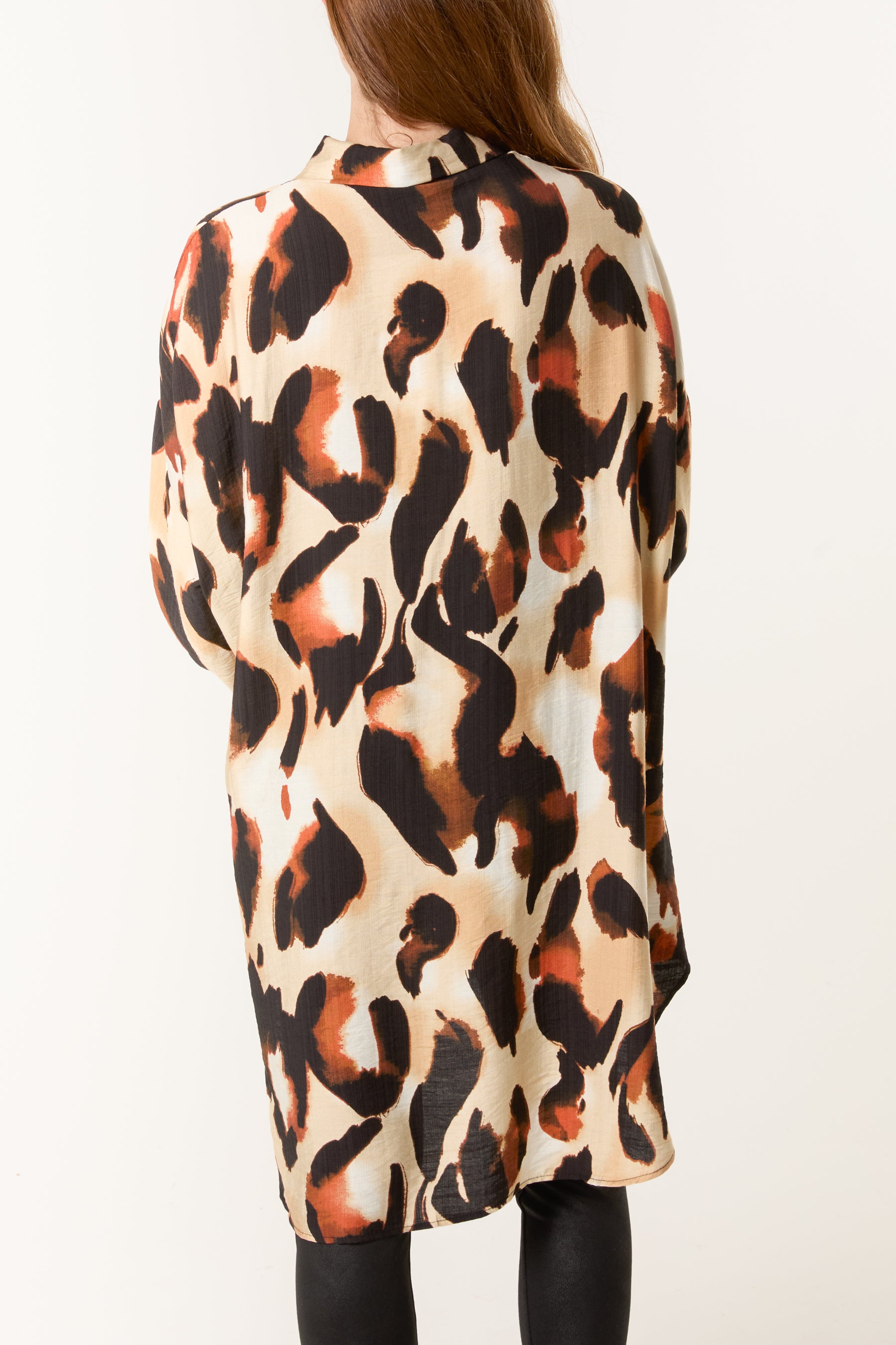 Relaxed Leopard Print Long Sleeve Shirt