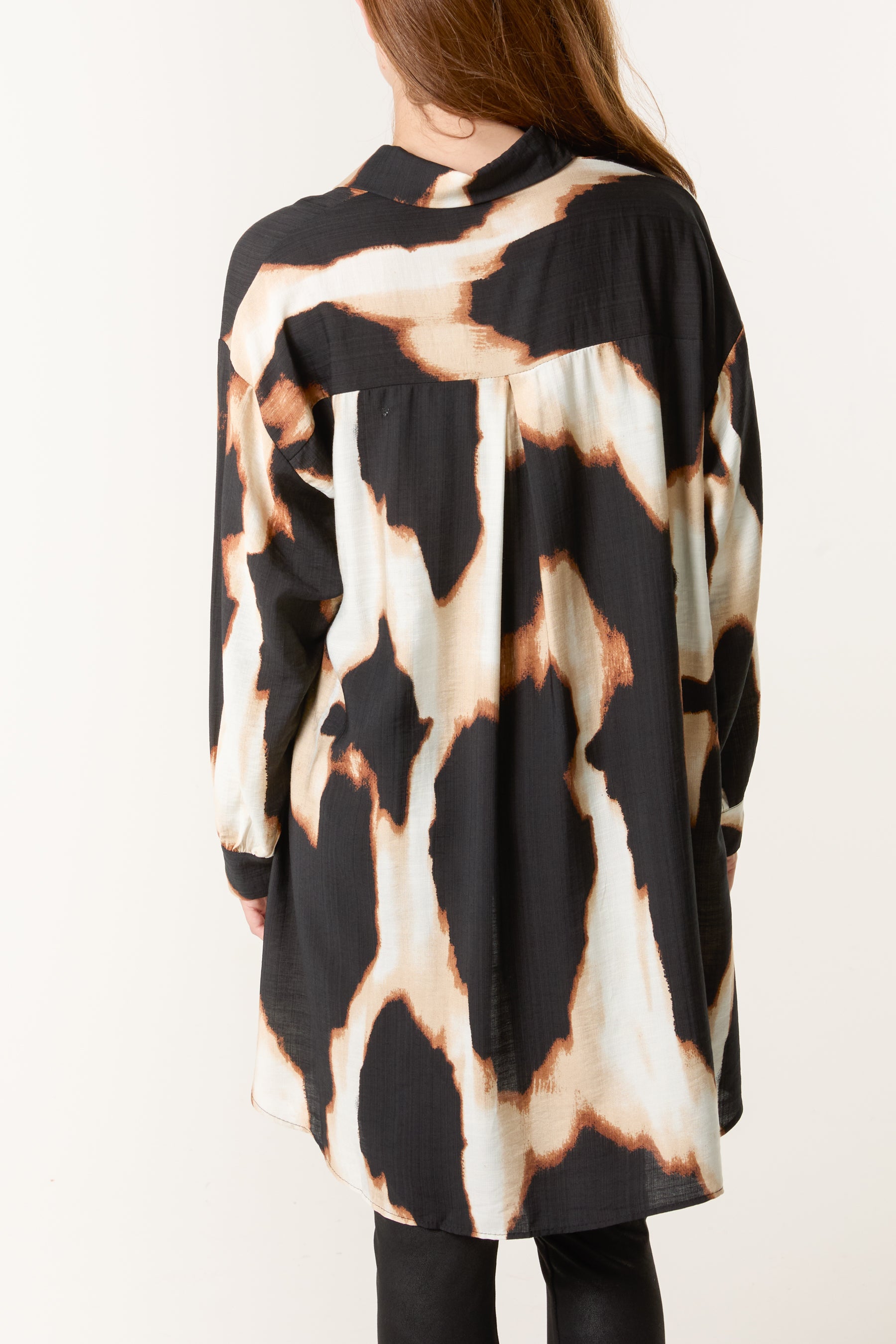 Relaxed Abstract Burnt Print Long Sleeve Shirt