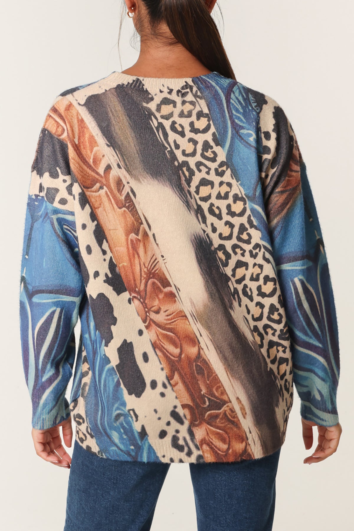 Mixed Animal Print Knit Jumper