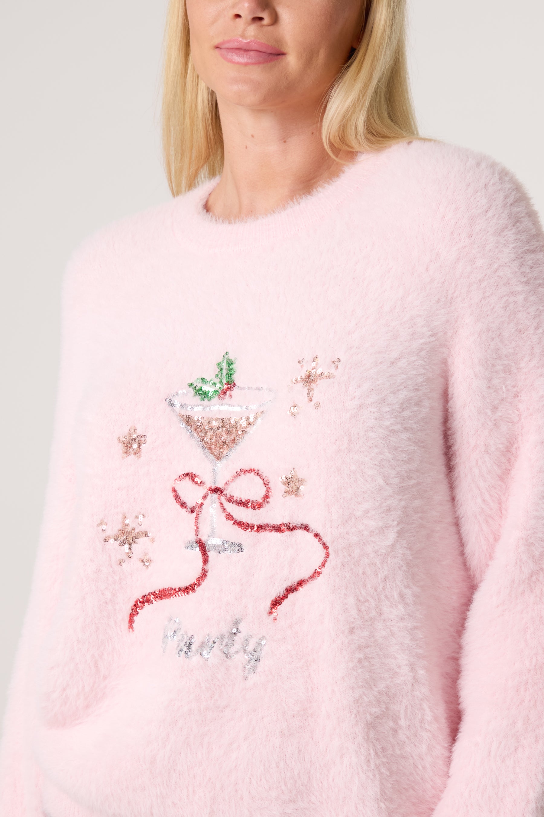 Sequin Embellished Cocktail Festive Jumper