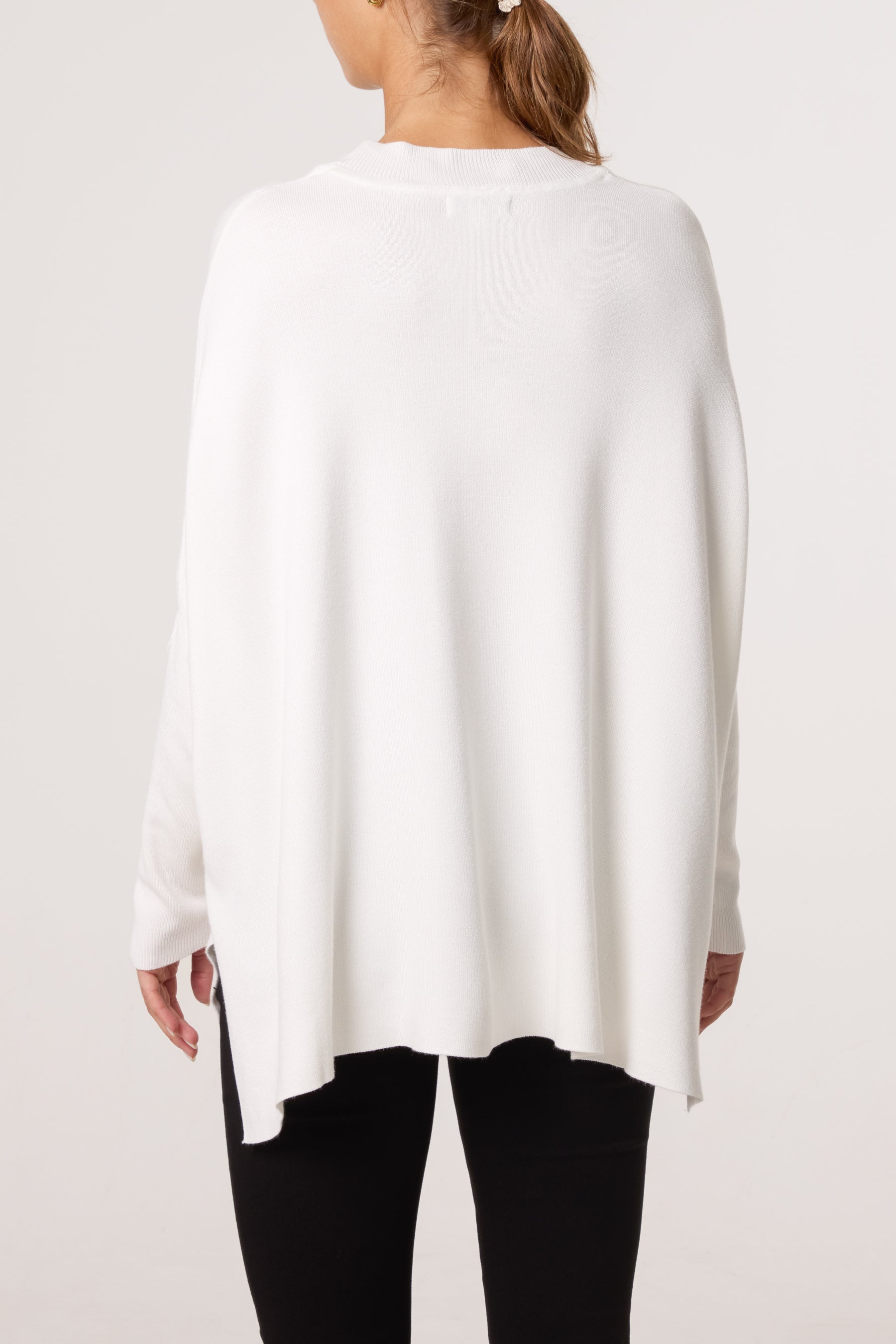 Batwing Diamante Heart High Neck Jumper