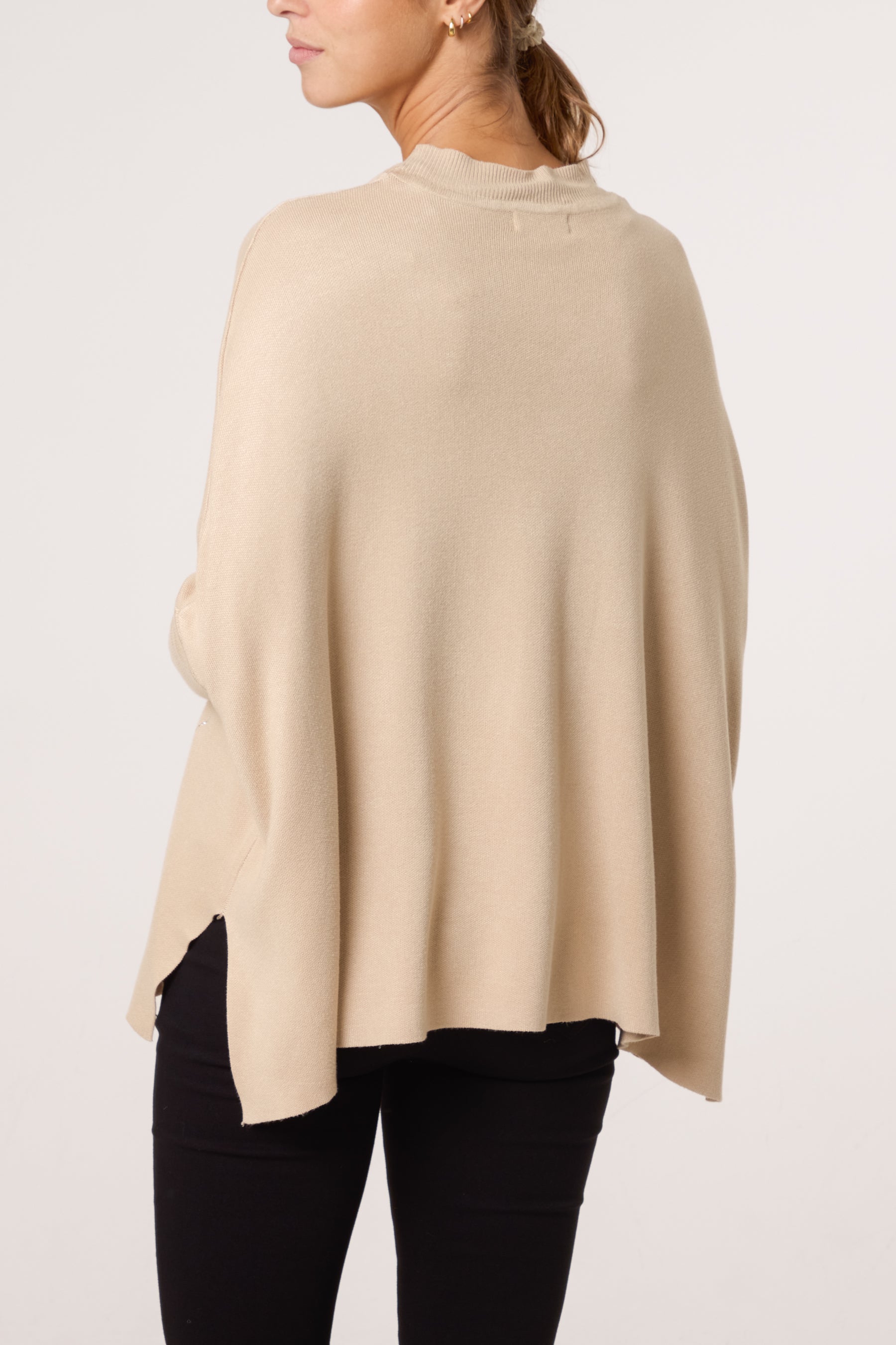Batwing Diamante Heart High Neck Jumper