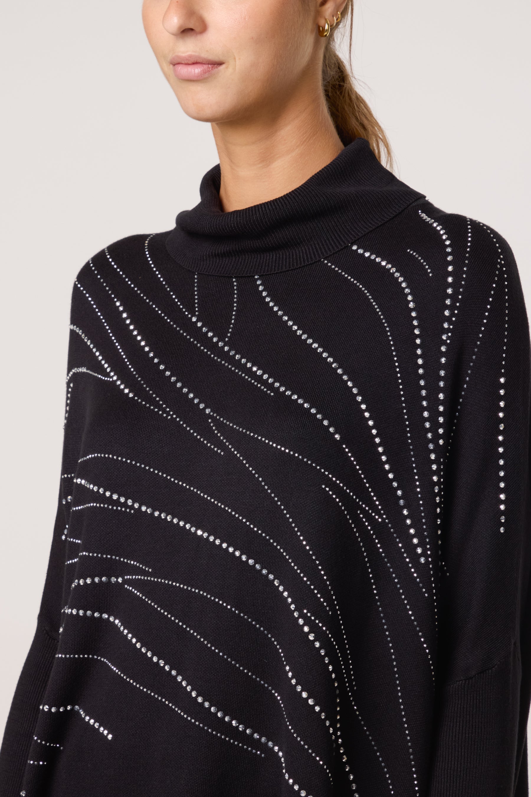 Diamante Roll Neck Batwing Jumper