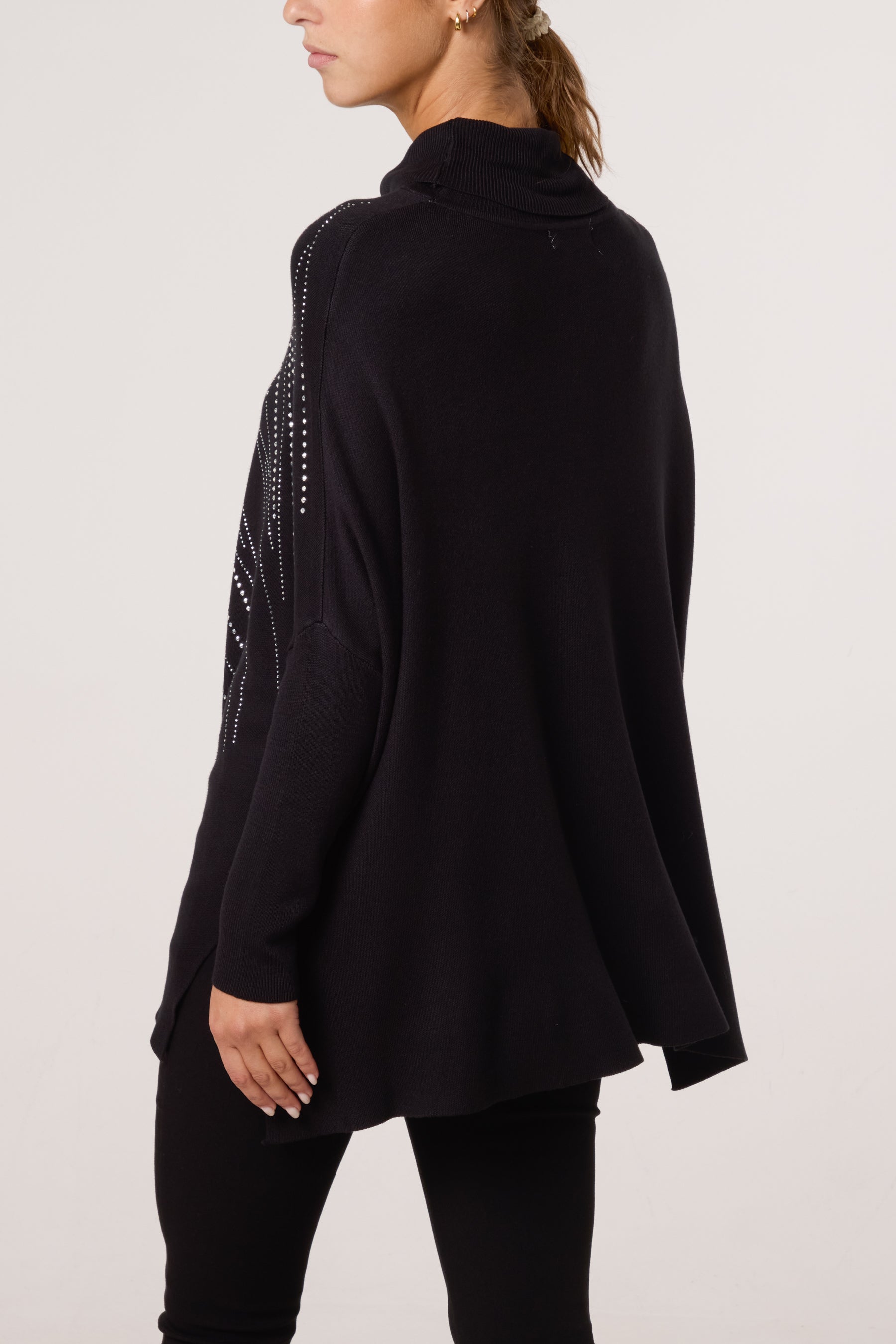 Diamante Roll Neck Batwing Jumper